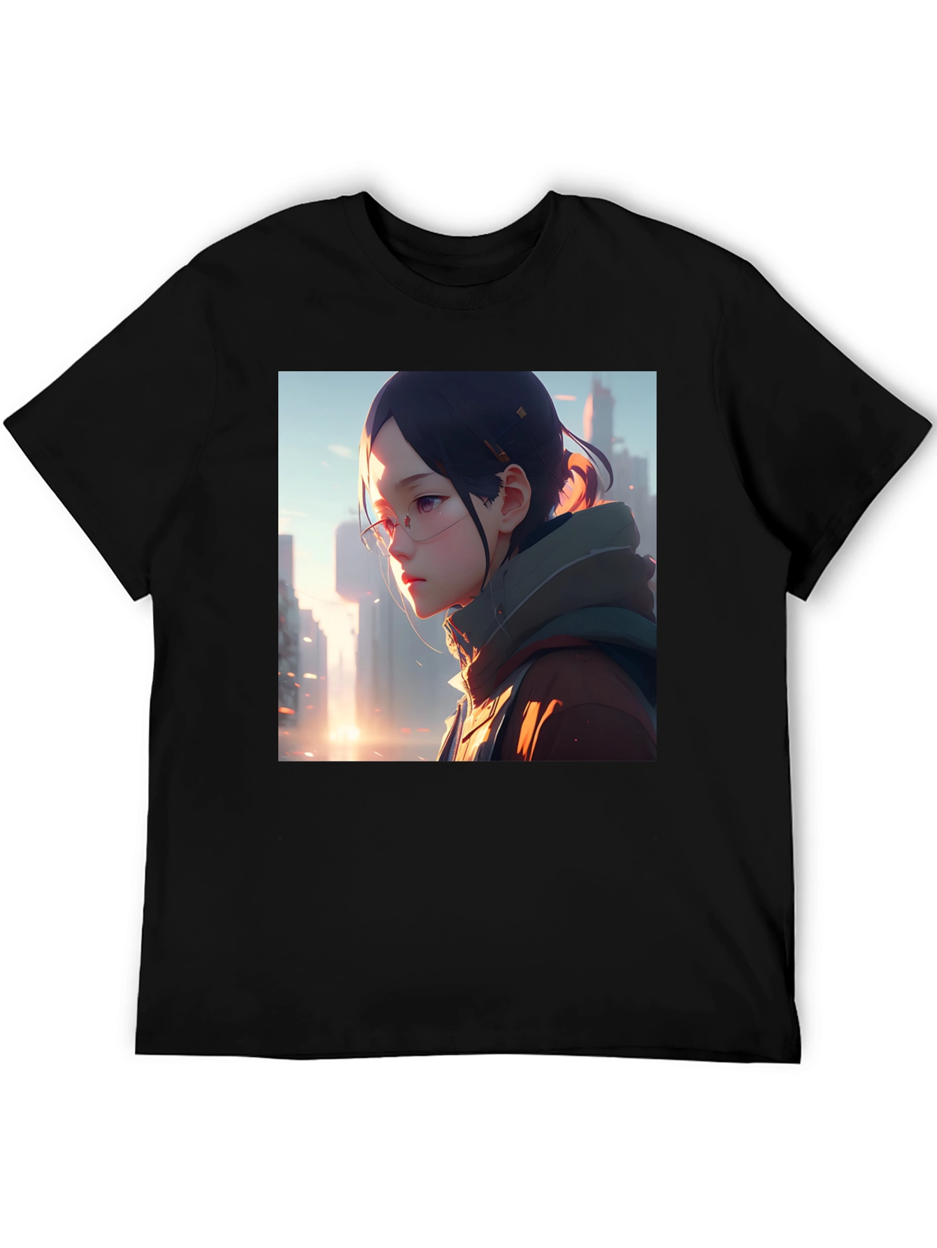 Anime Girl Black T-Shirt