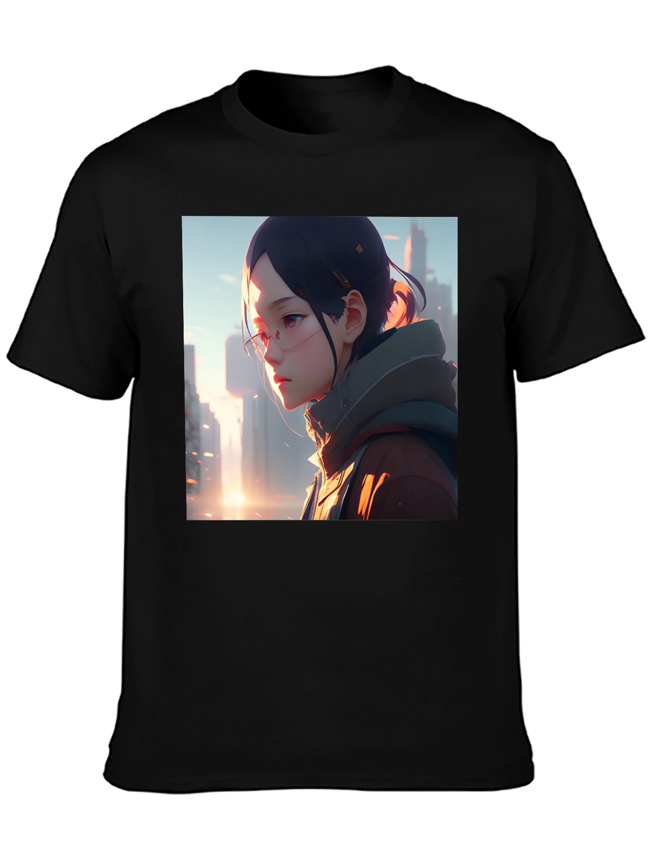 Anime Girl Black T-Shirt