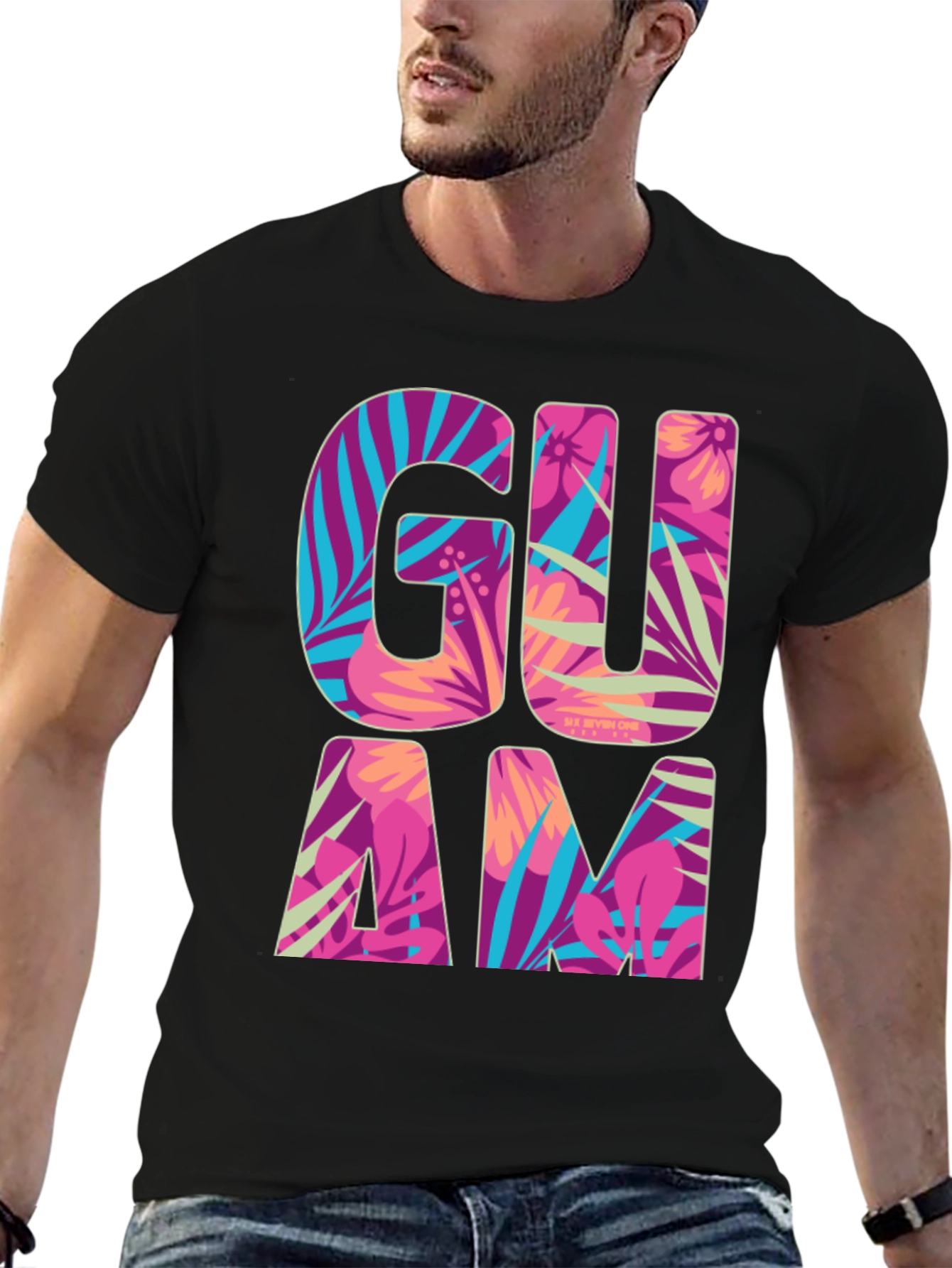 Guam Tropical Floral T-Shirt Island Souvenir Tee