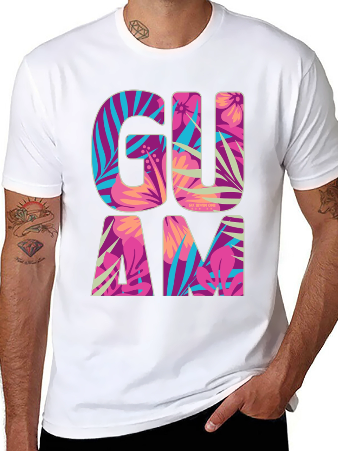 Guam Tropical Floral T-Shirt Island Souvenir Tee