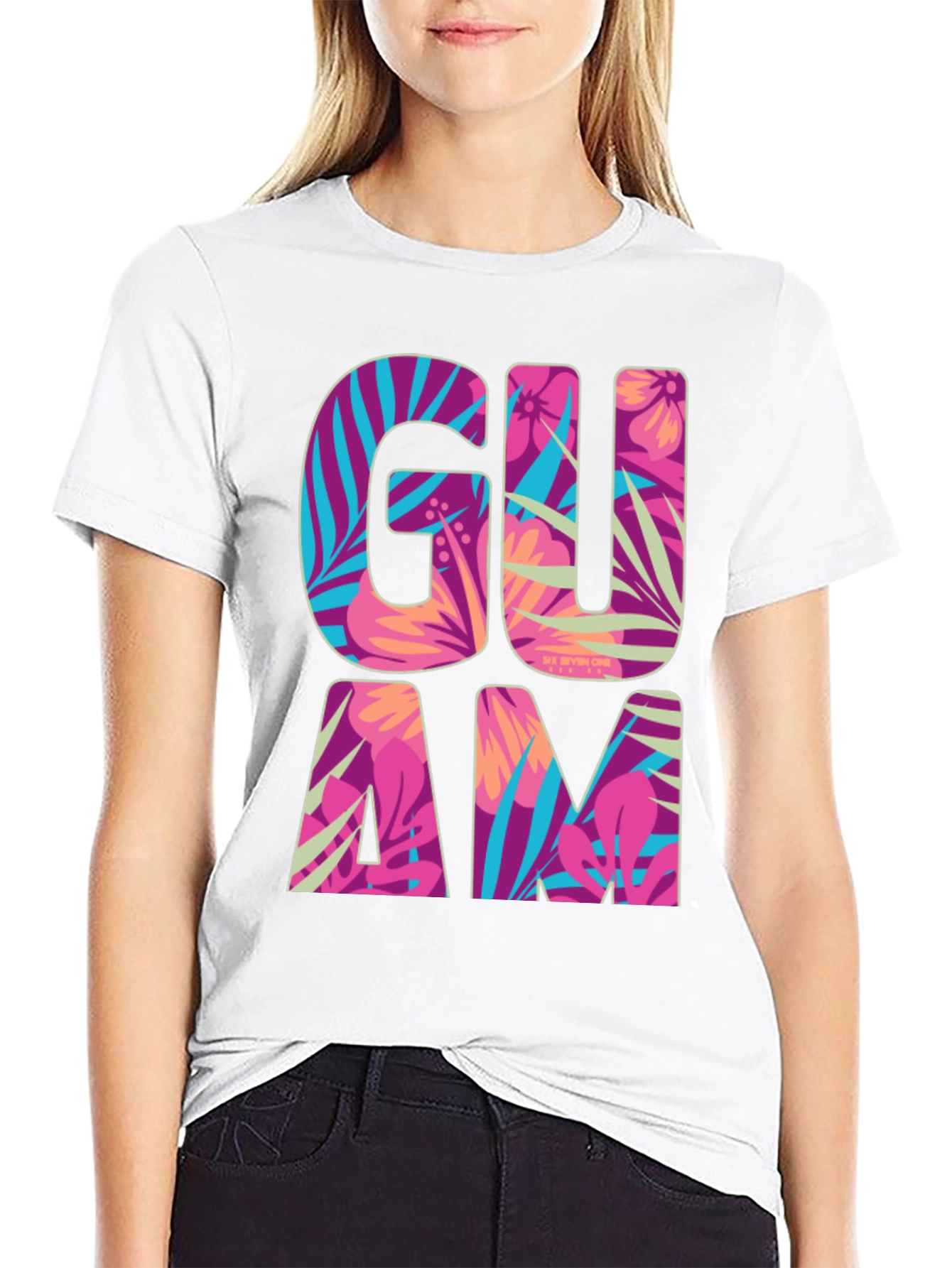 Guam Tropical Floral T-Shirt Island Souvenir Tee