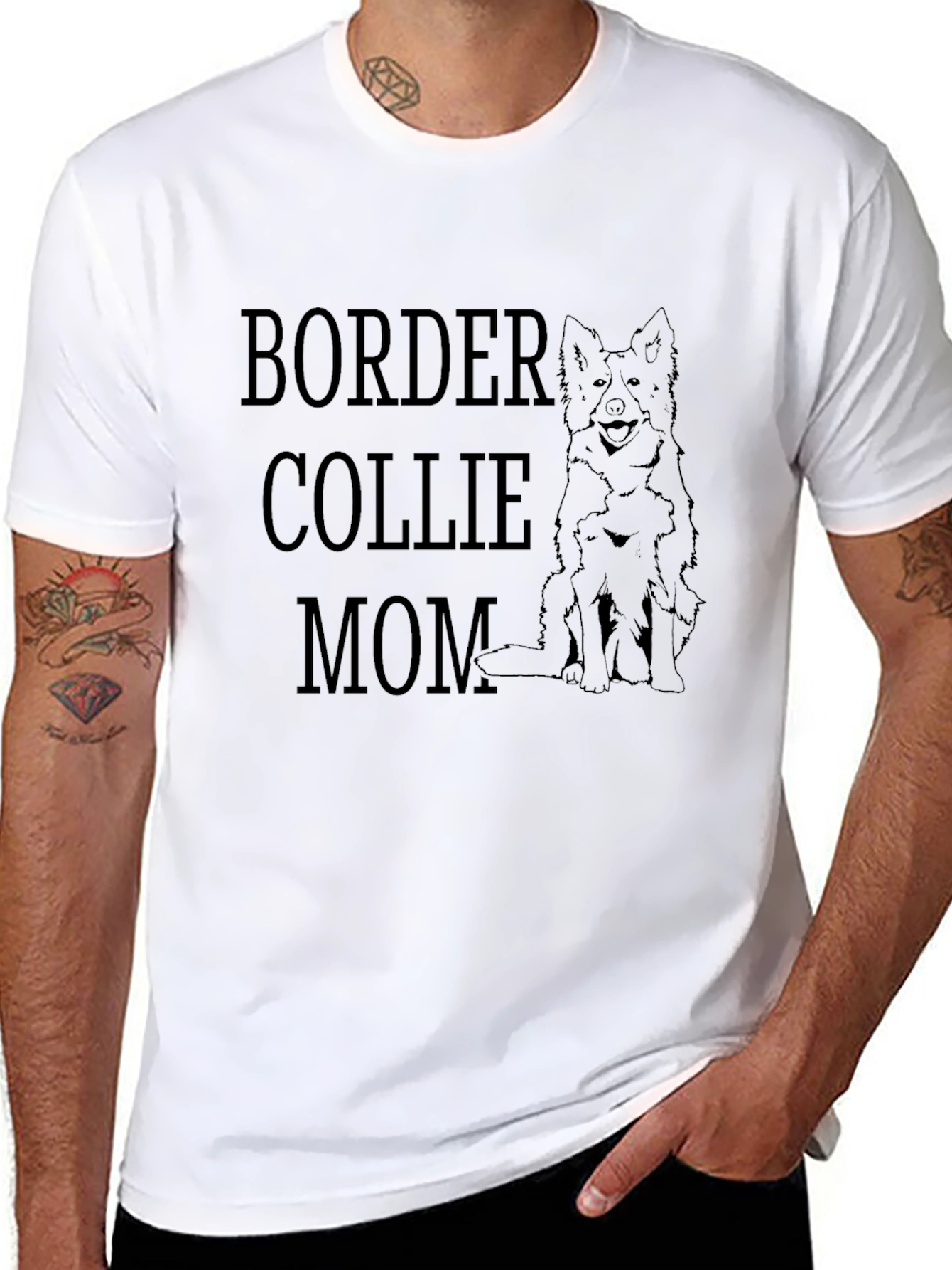 Border Collie Mom Black Graphic Tee