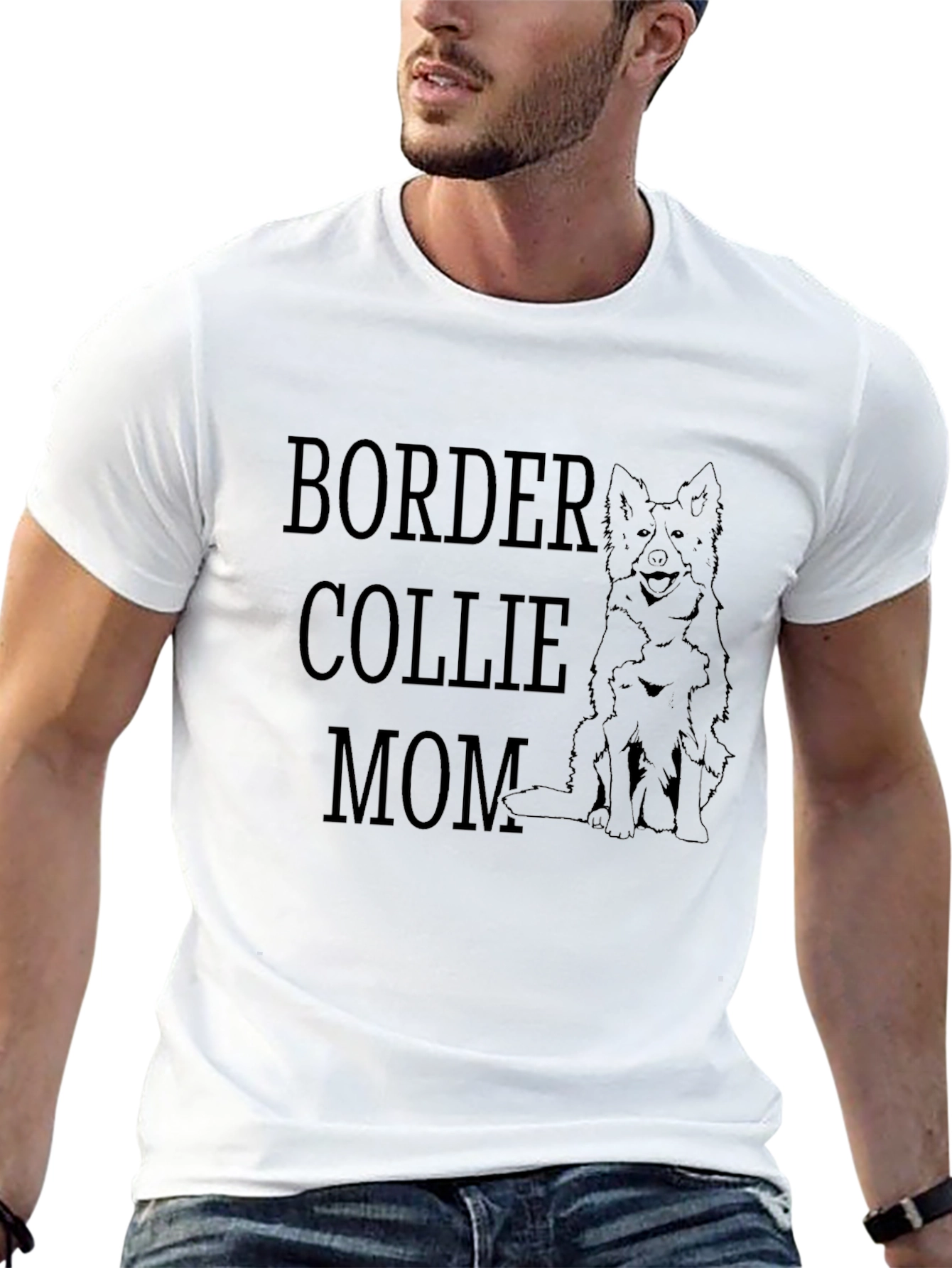 Border Collie Mom Black Graphic Tee