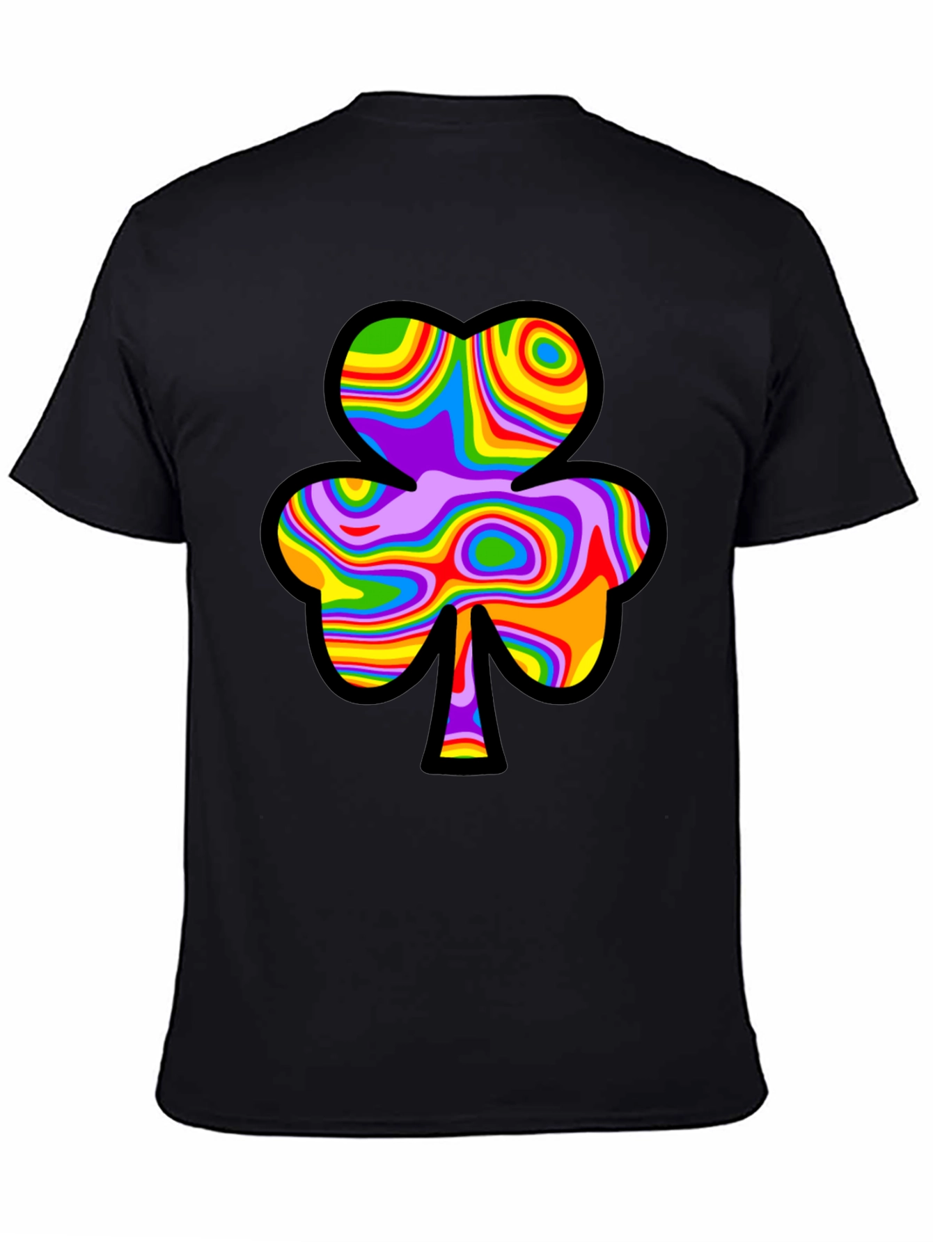 Psychedelic Shamrock Black Tee