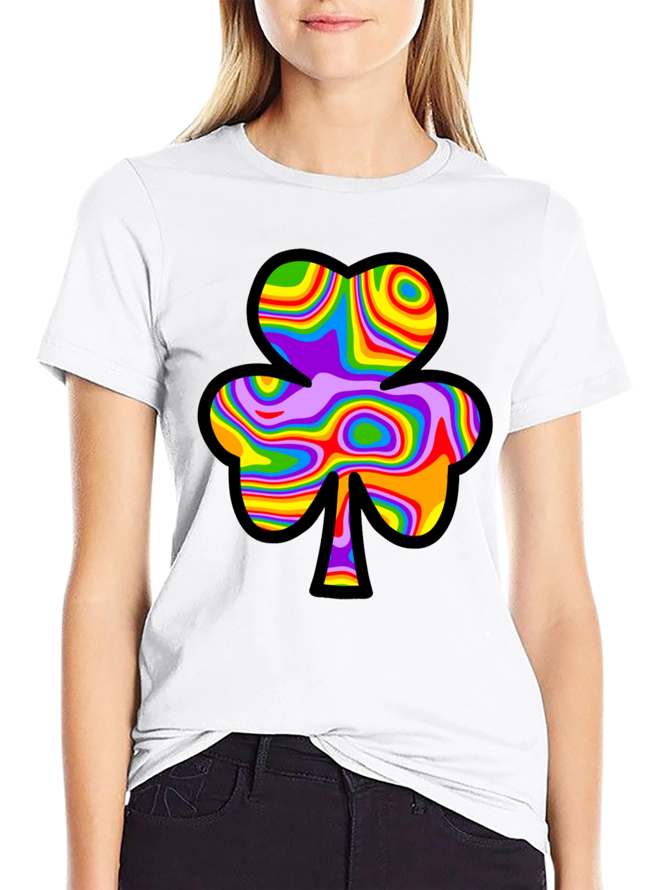 Psychedelic Shamrock Black Tee