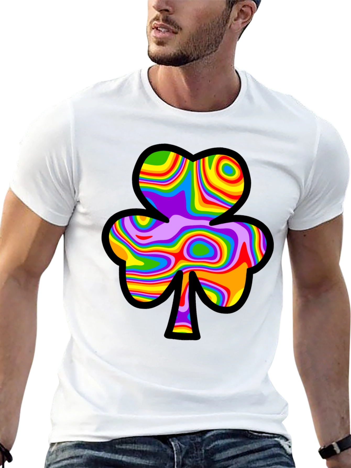 Psychedelic Shamrock Black Tee