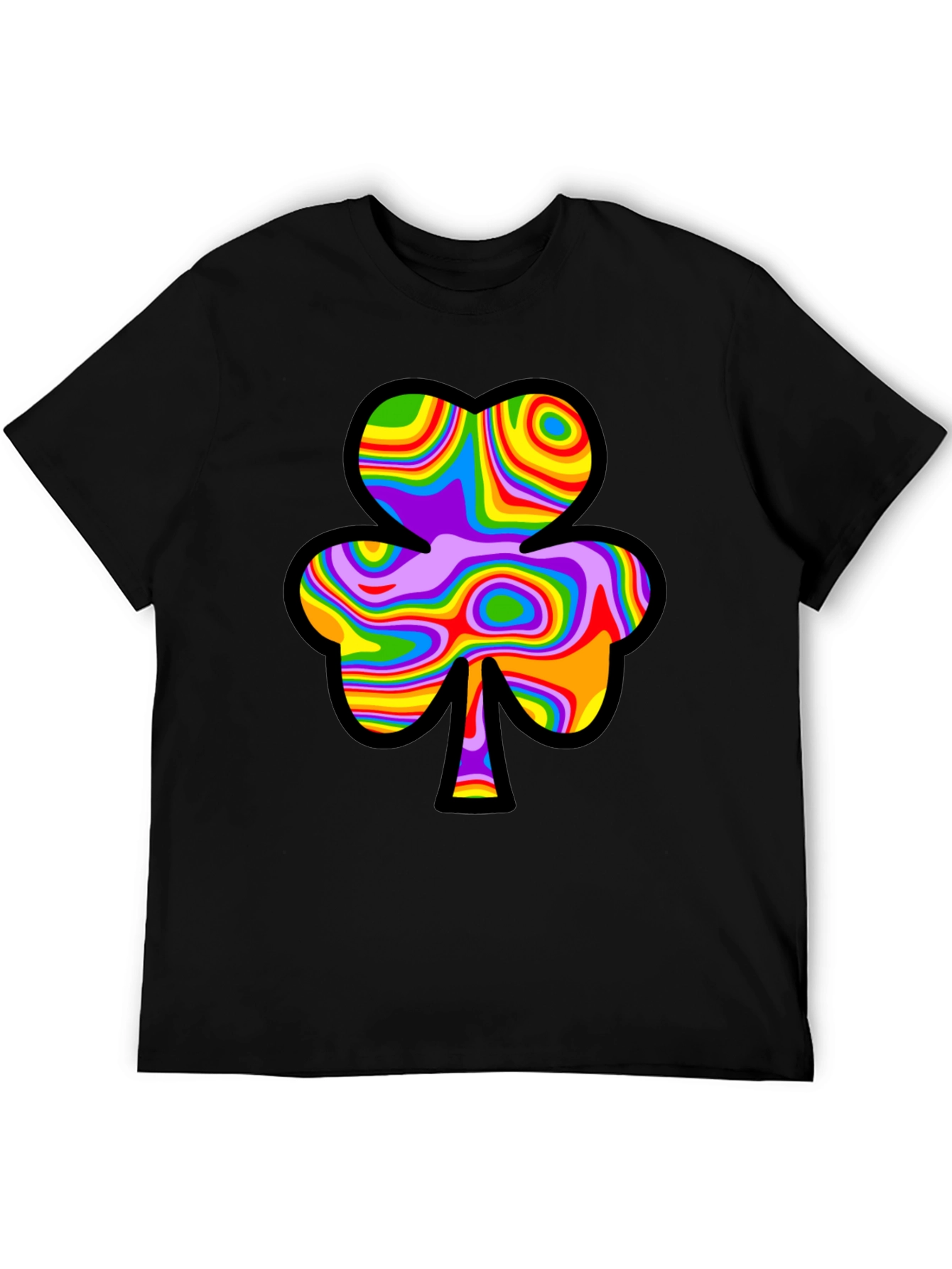 Psychedelic Shamrock Black Tee