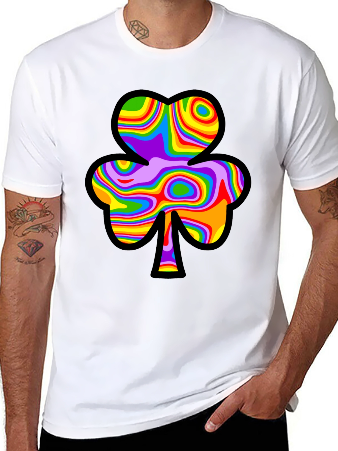 Psychedelic Shamrock Black Tee