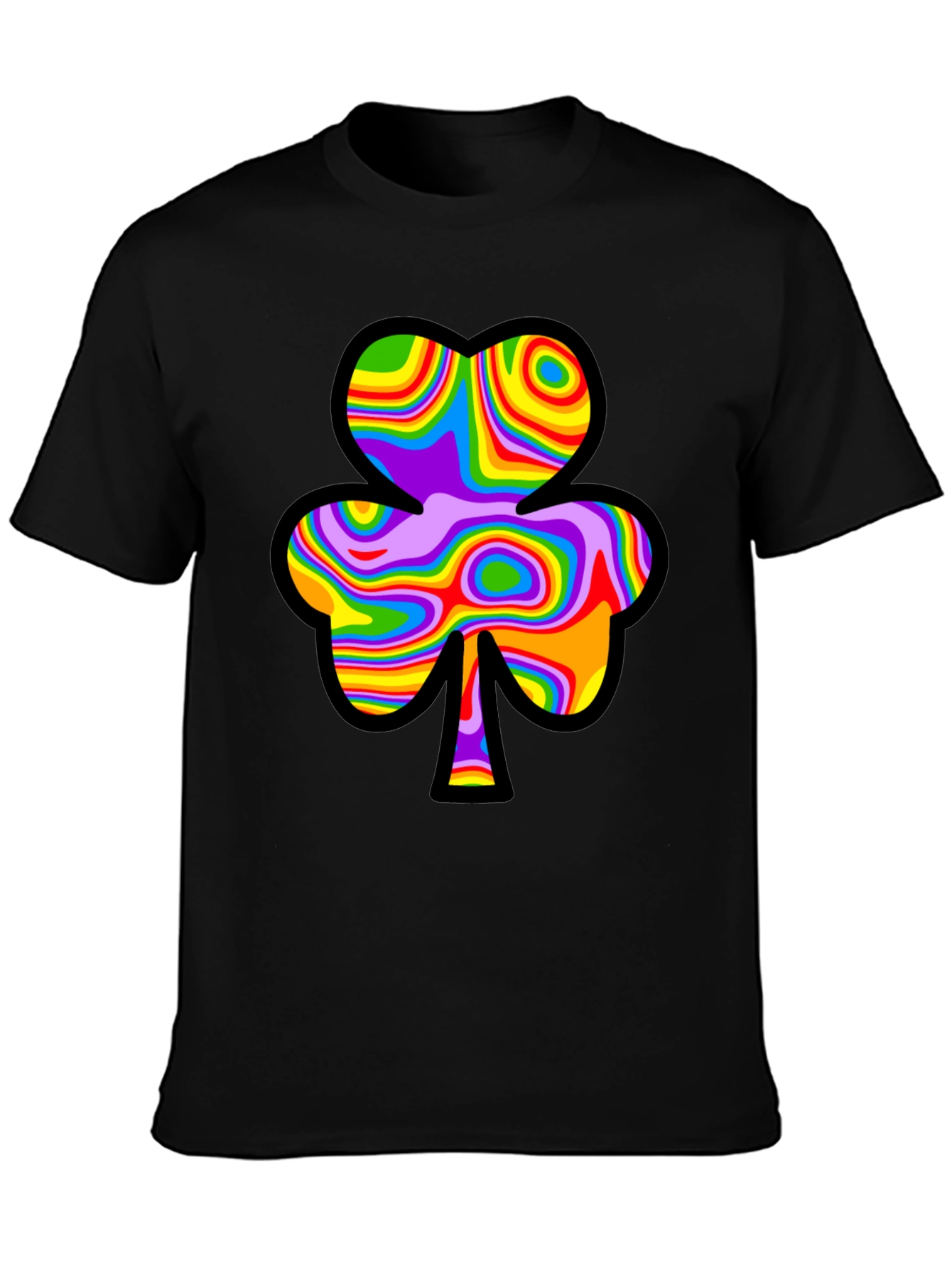 Psychedelic Shamrock Black Tee