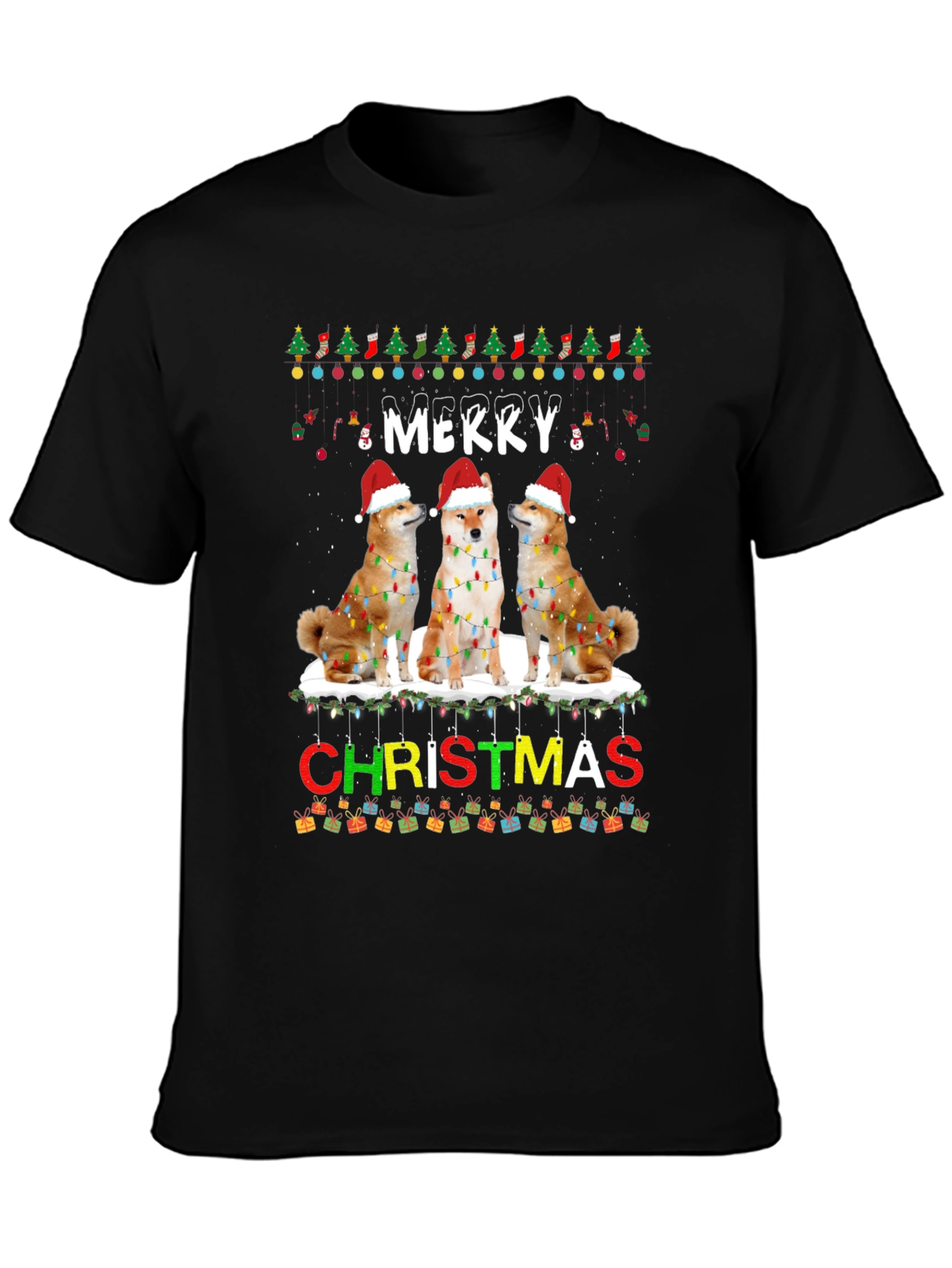 Festive Shiba Inu Merry Christmas T-Shirt