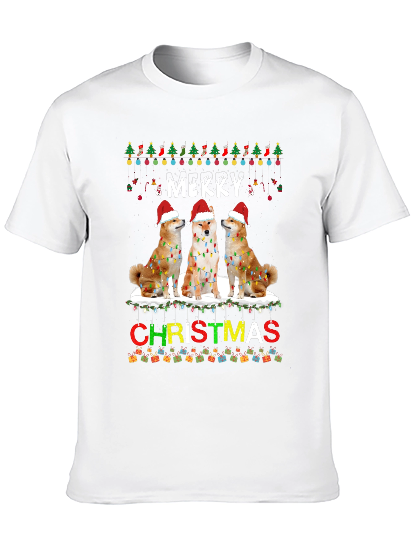 Festive Shiba Inu Merry Christmas T-Shirt