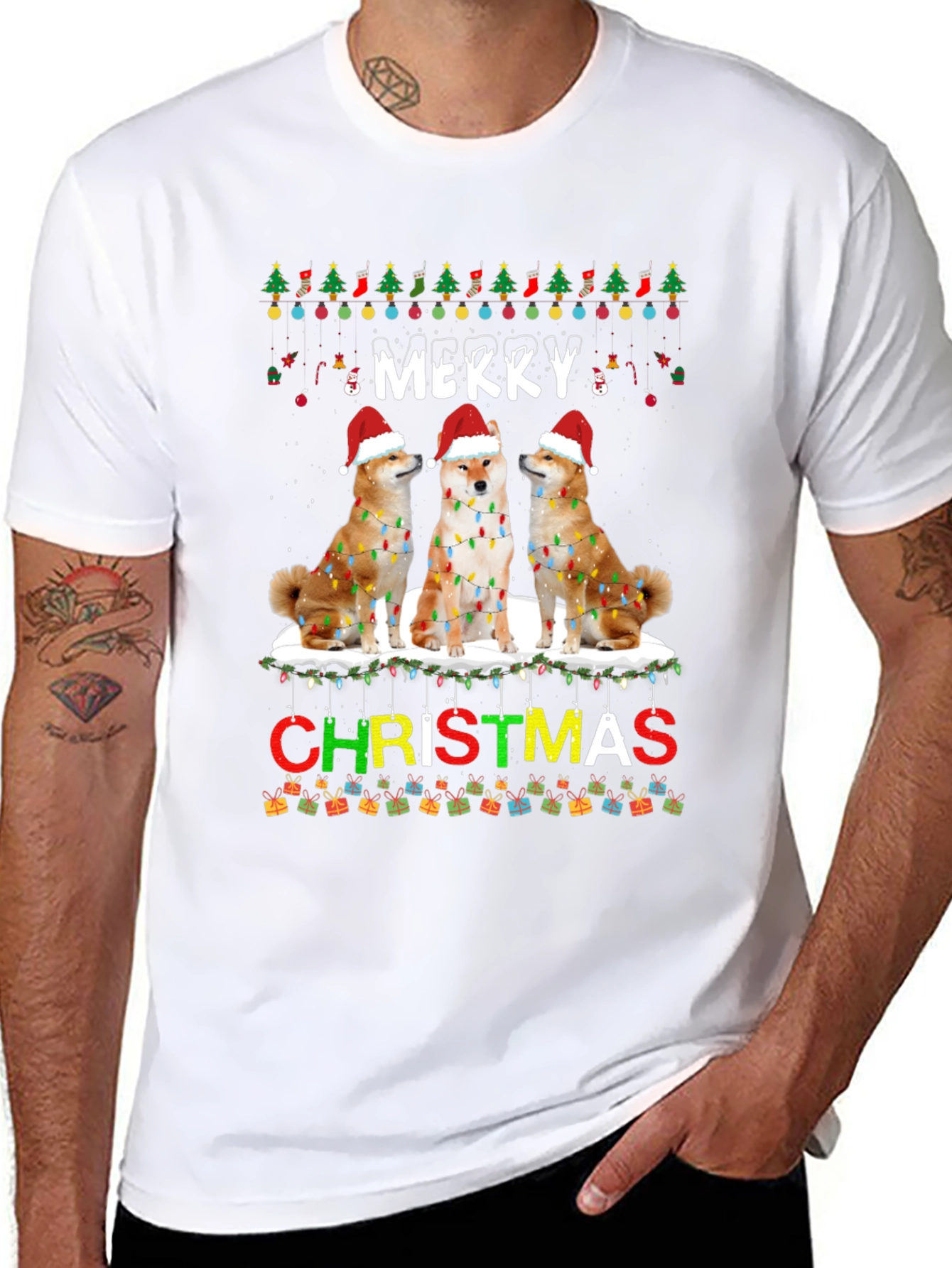 Festive Shiba Inu Merry Christmas T-Shirt