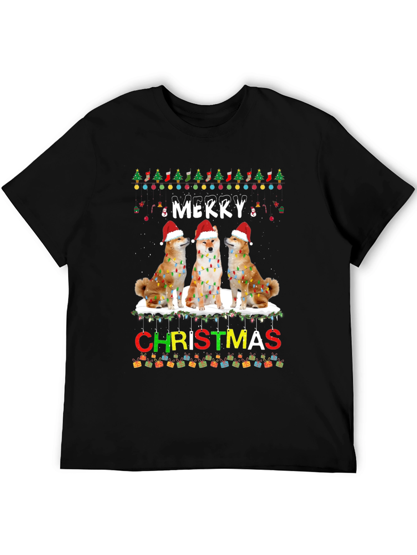 Festive Shiba Inu Merry Christmas T-Shirt