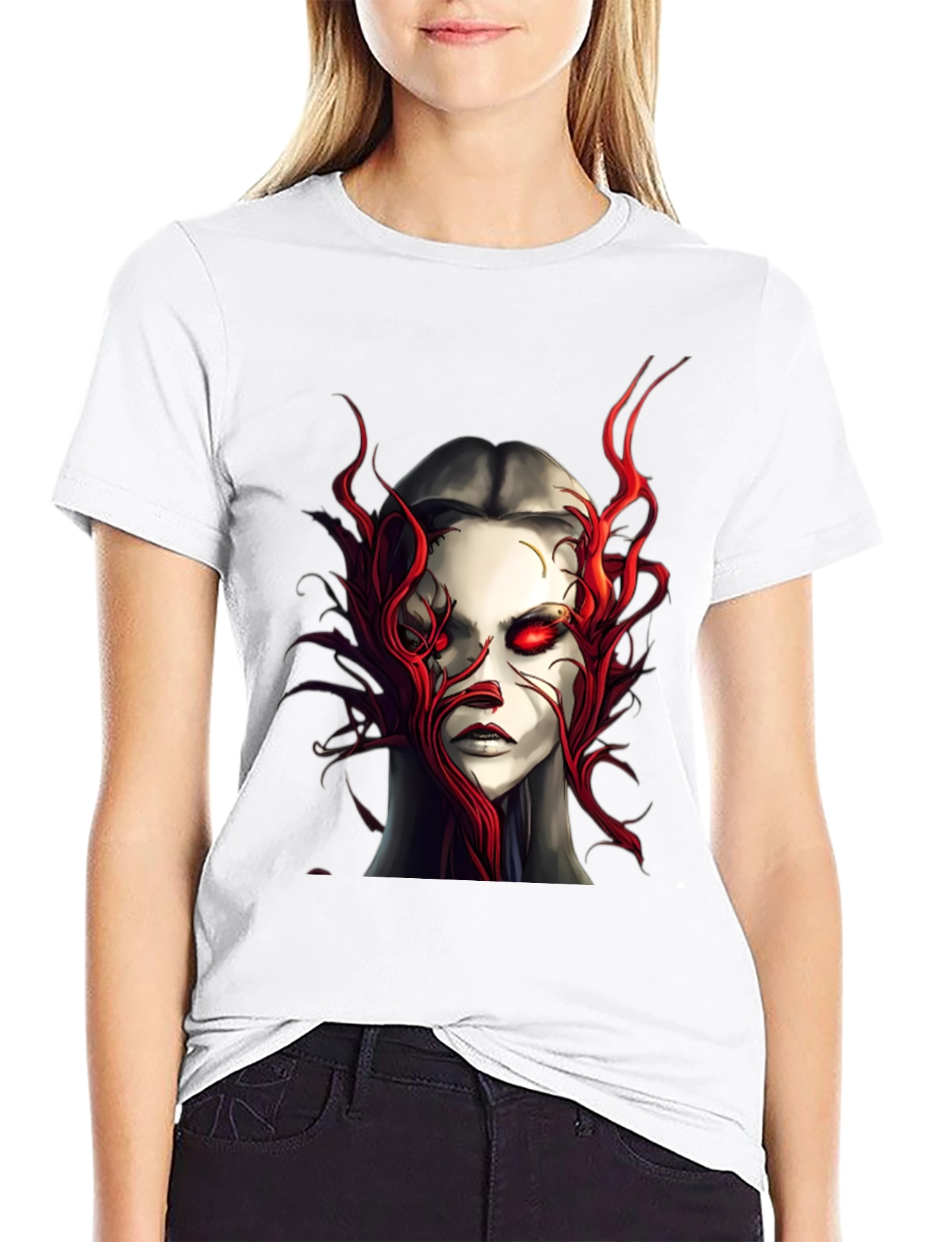 Crimson Horror Graphic Tee - Dark Fantasy