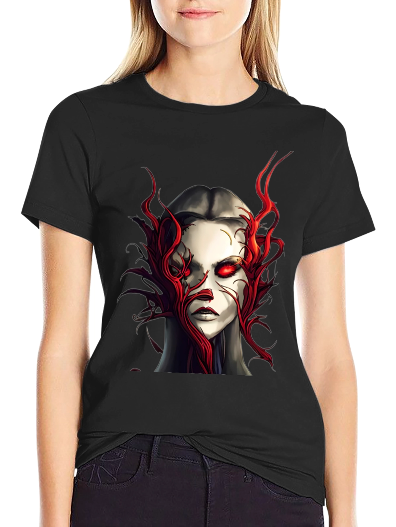 Crimson Horror Graphic Tee - Dark Fantasy