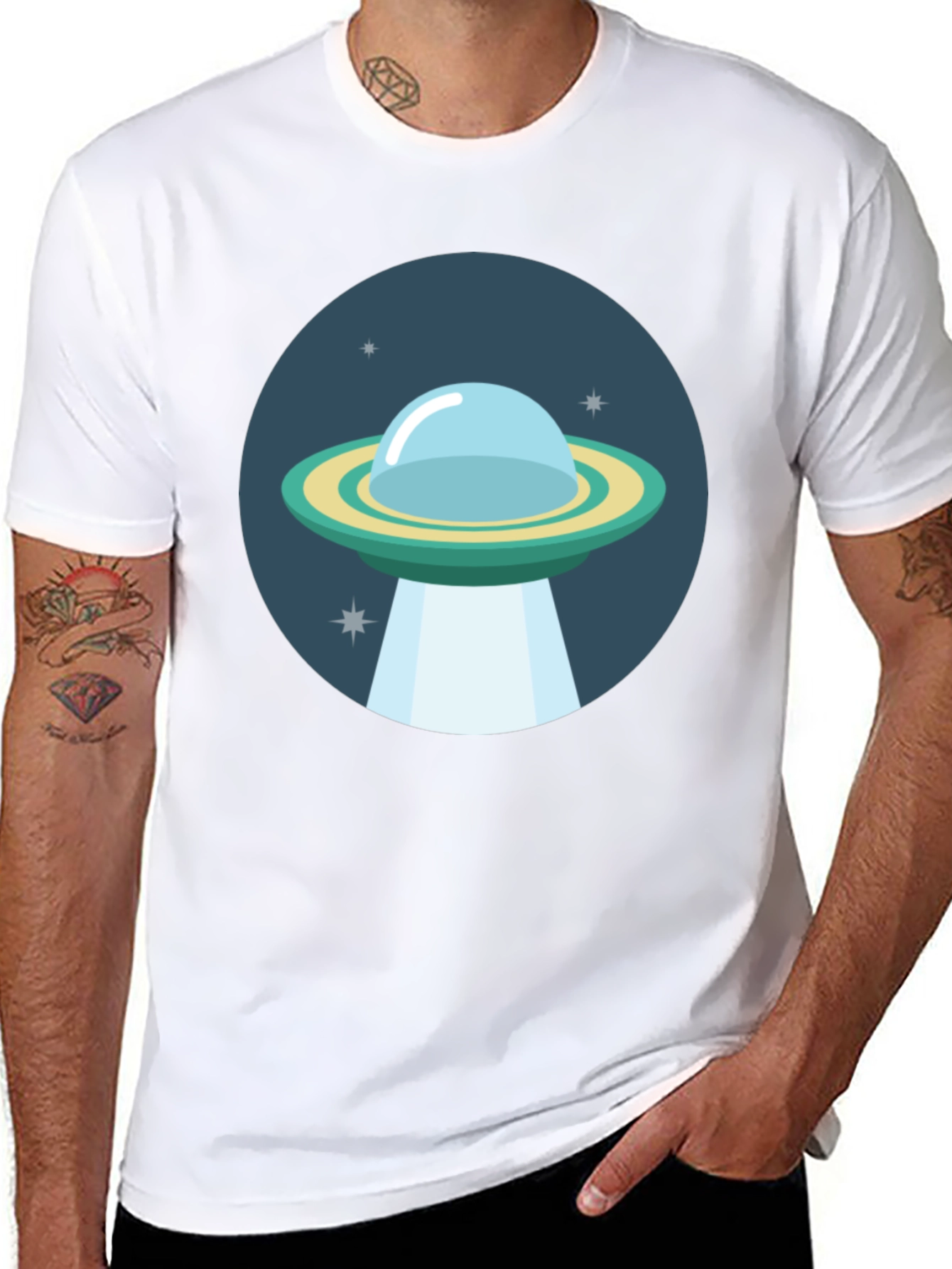 UFO Graphic T-Shirt - Black Cotton Blend