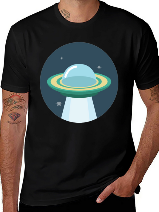 UFO Graphic T-Shirt - Black Cotton Blend