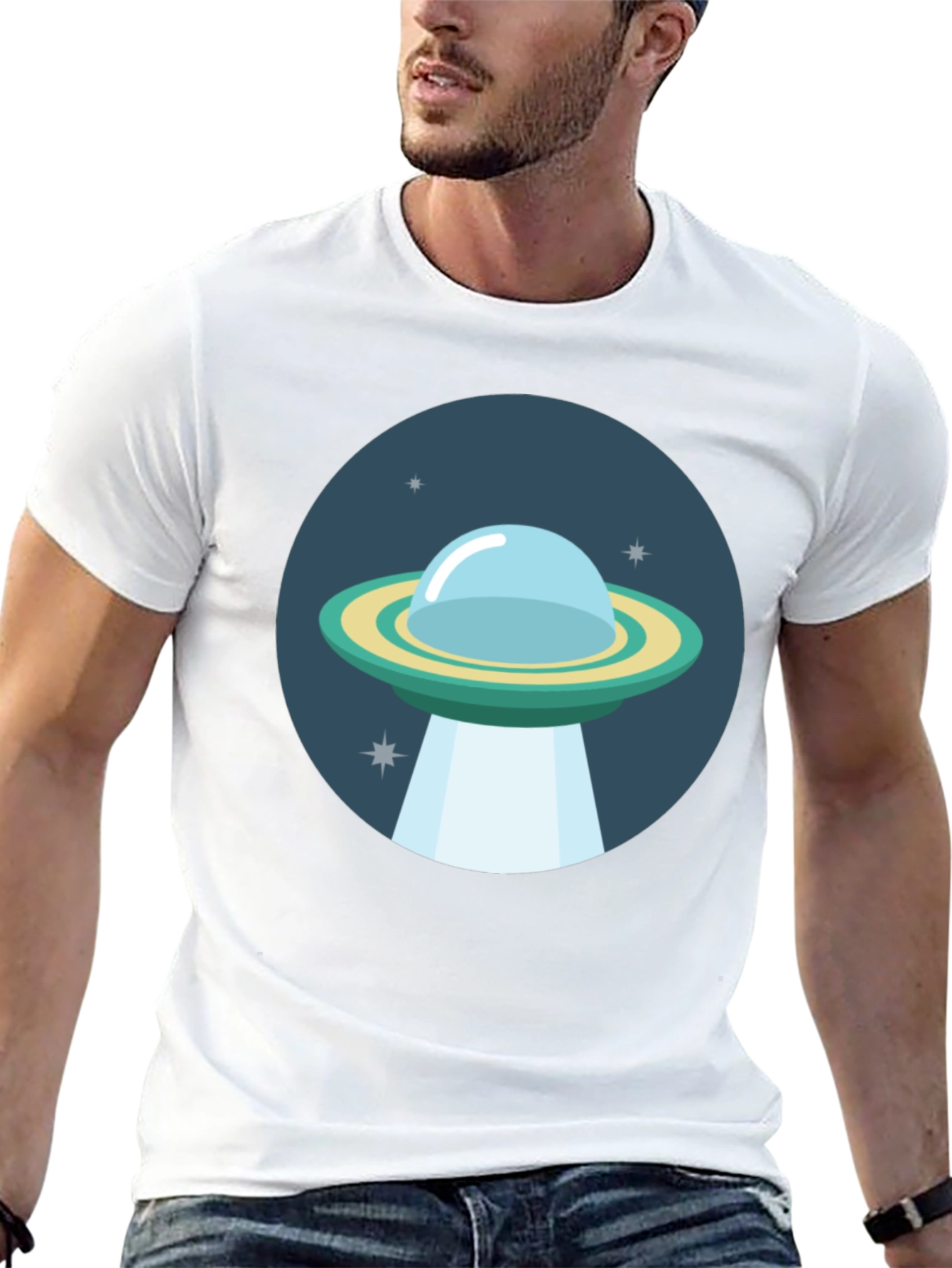 UFO Graphic T-Shirt - Black Cotton Blend