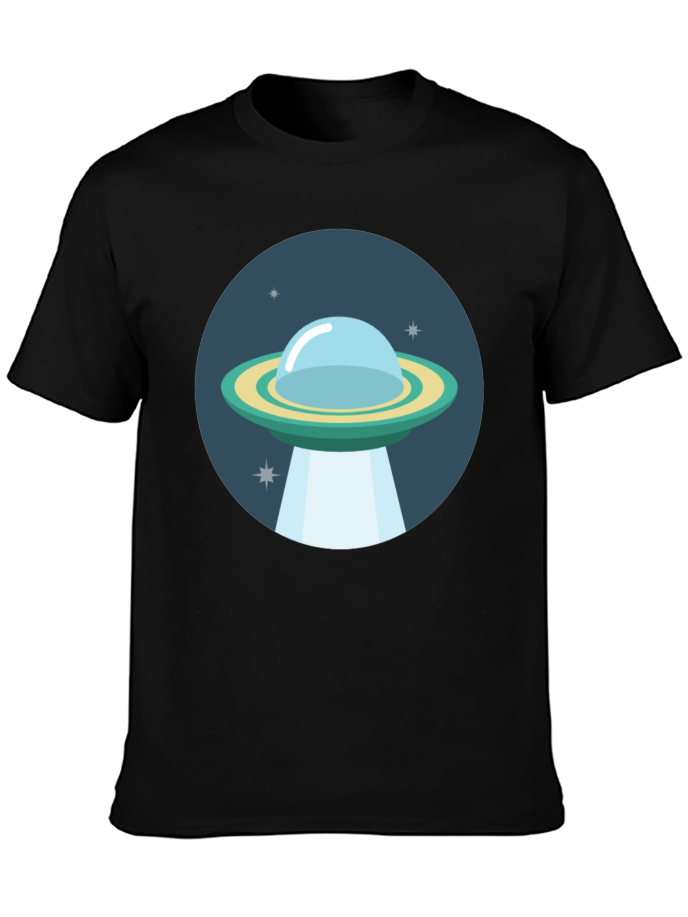 UFO Graphic T-Shirt - Black Cotton Blend