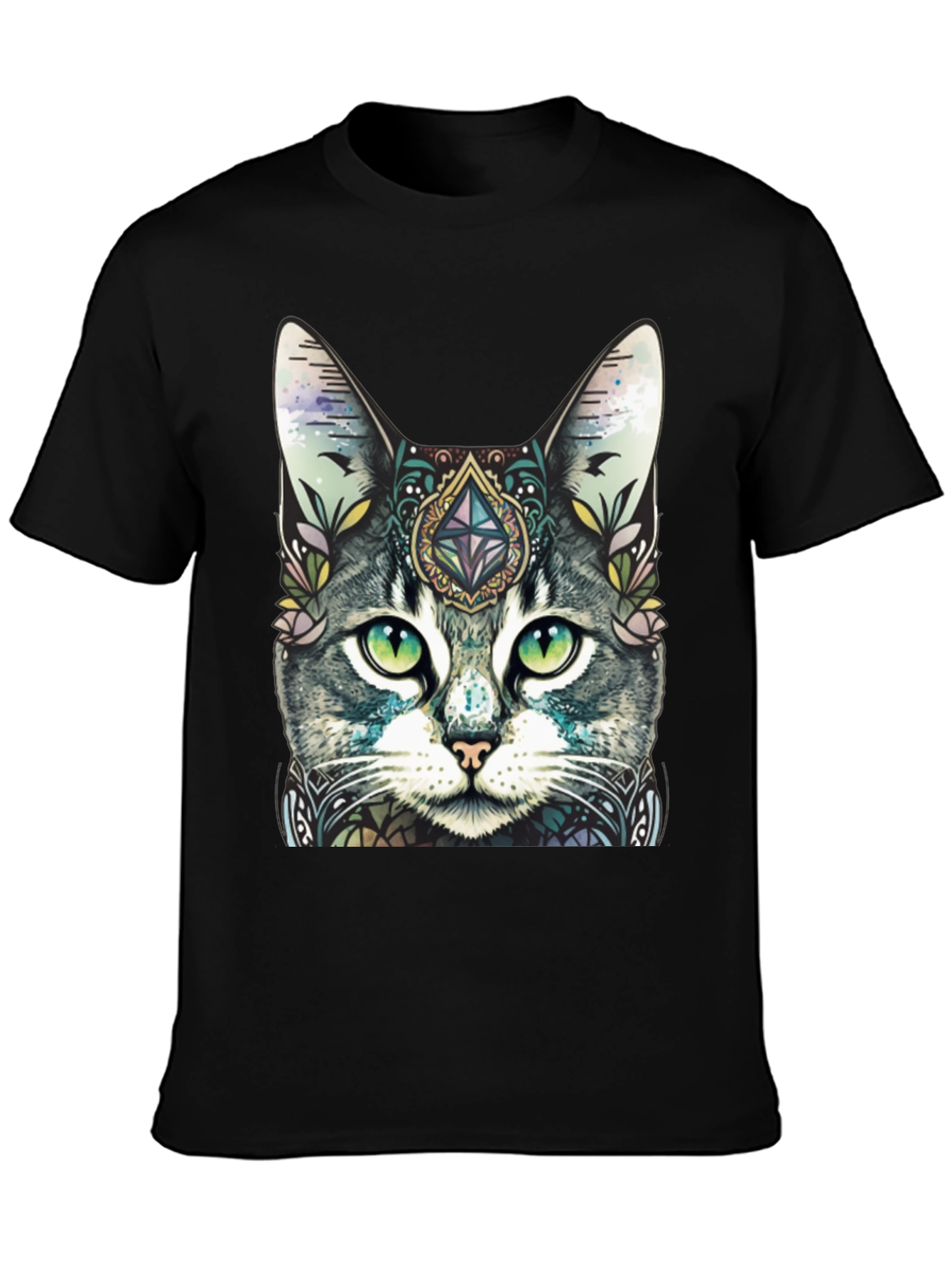 Mystic Cat Graphic Tee - Unique Artistic Design