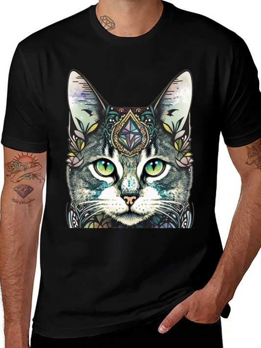Mystic Cat Graphic Tee - Unique Artistic Design