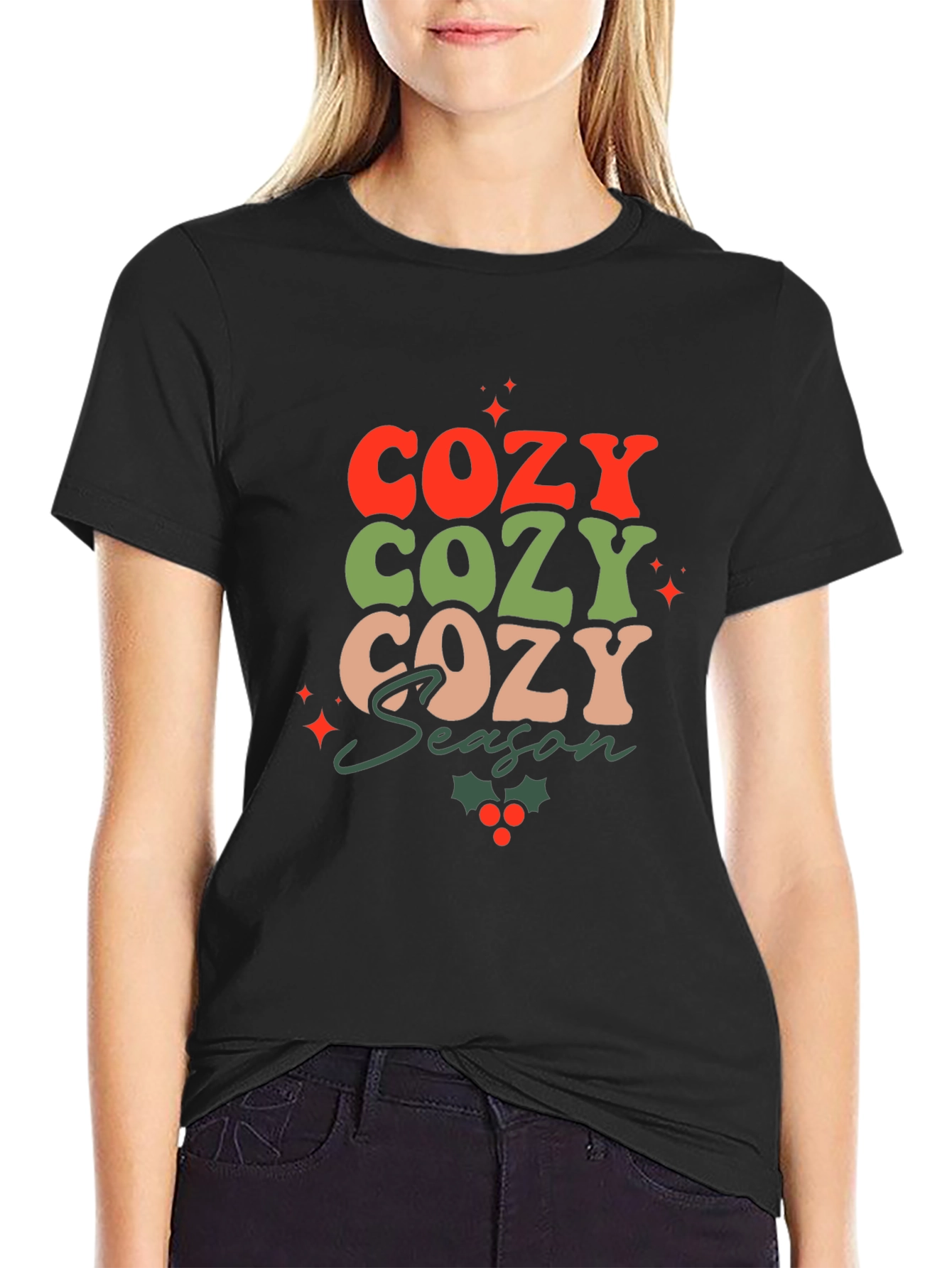 Cozy Season Graphic Tee - Black