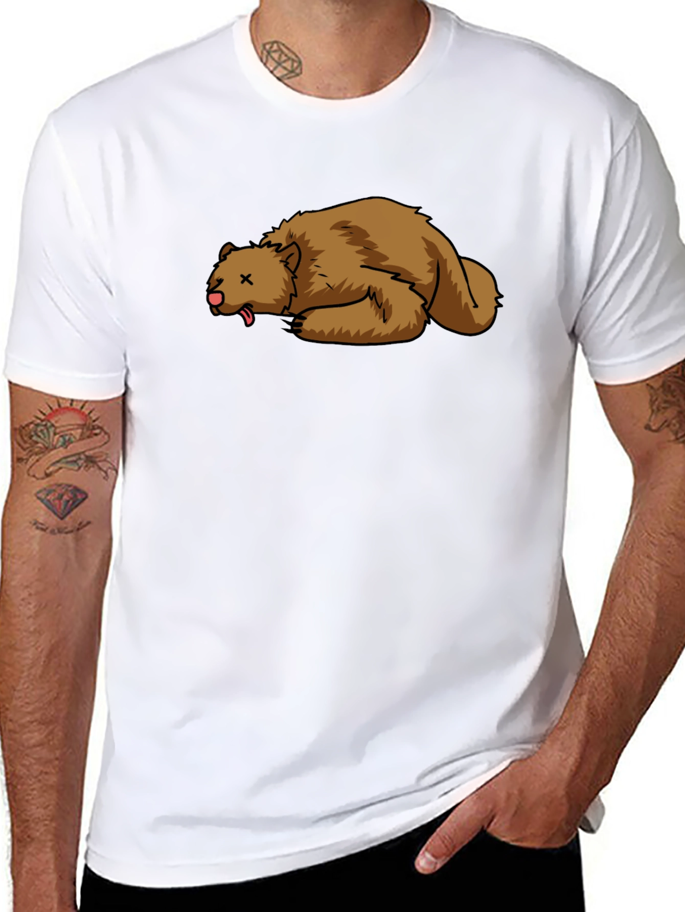Cartoon Dead Bear T-Shirt - Soft Cotton Tee