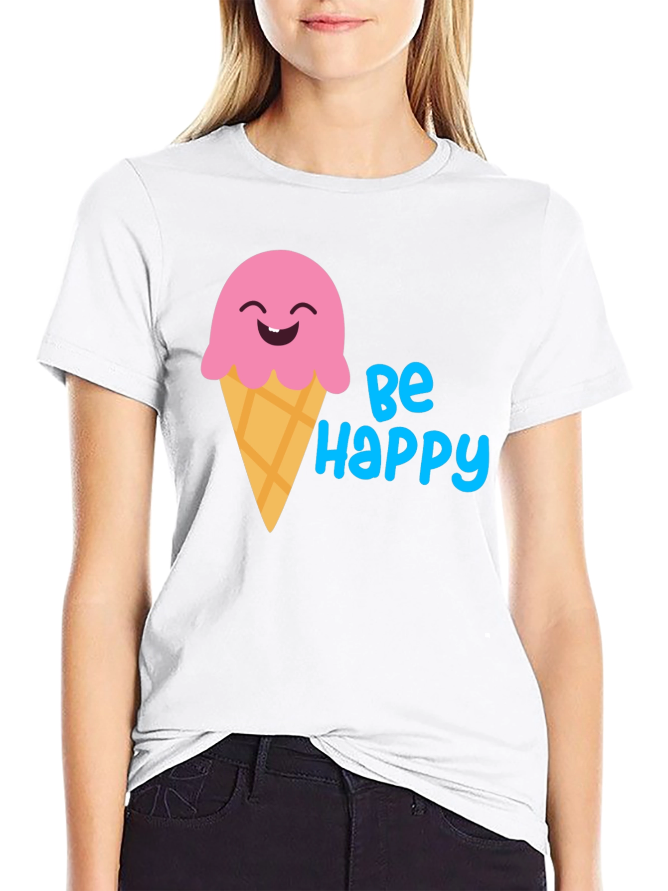 Be Happy Ice Cream Graphic T-Shirt