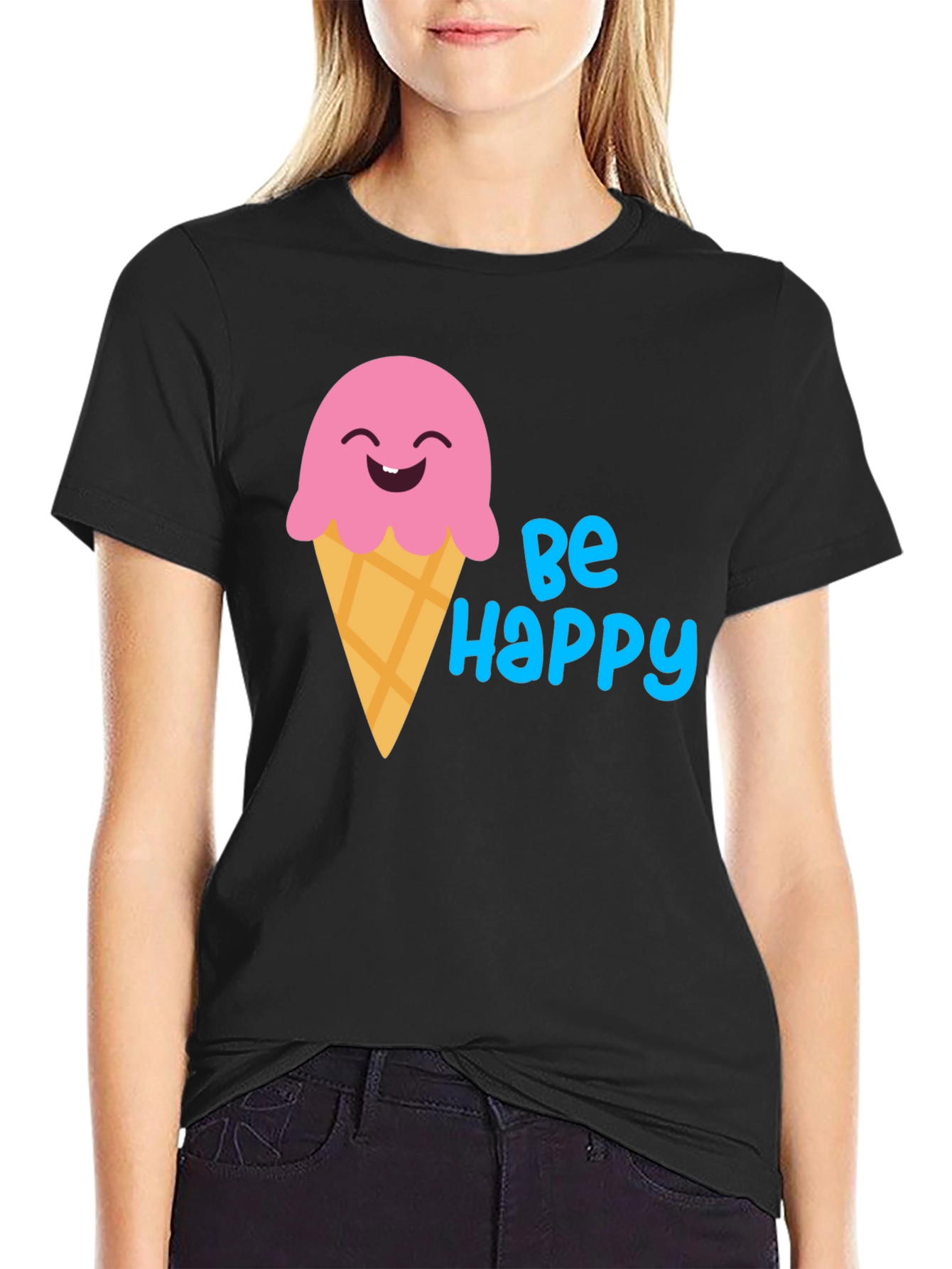 Be Happy Ice Cream Graphic T-Shirt