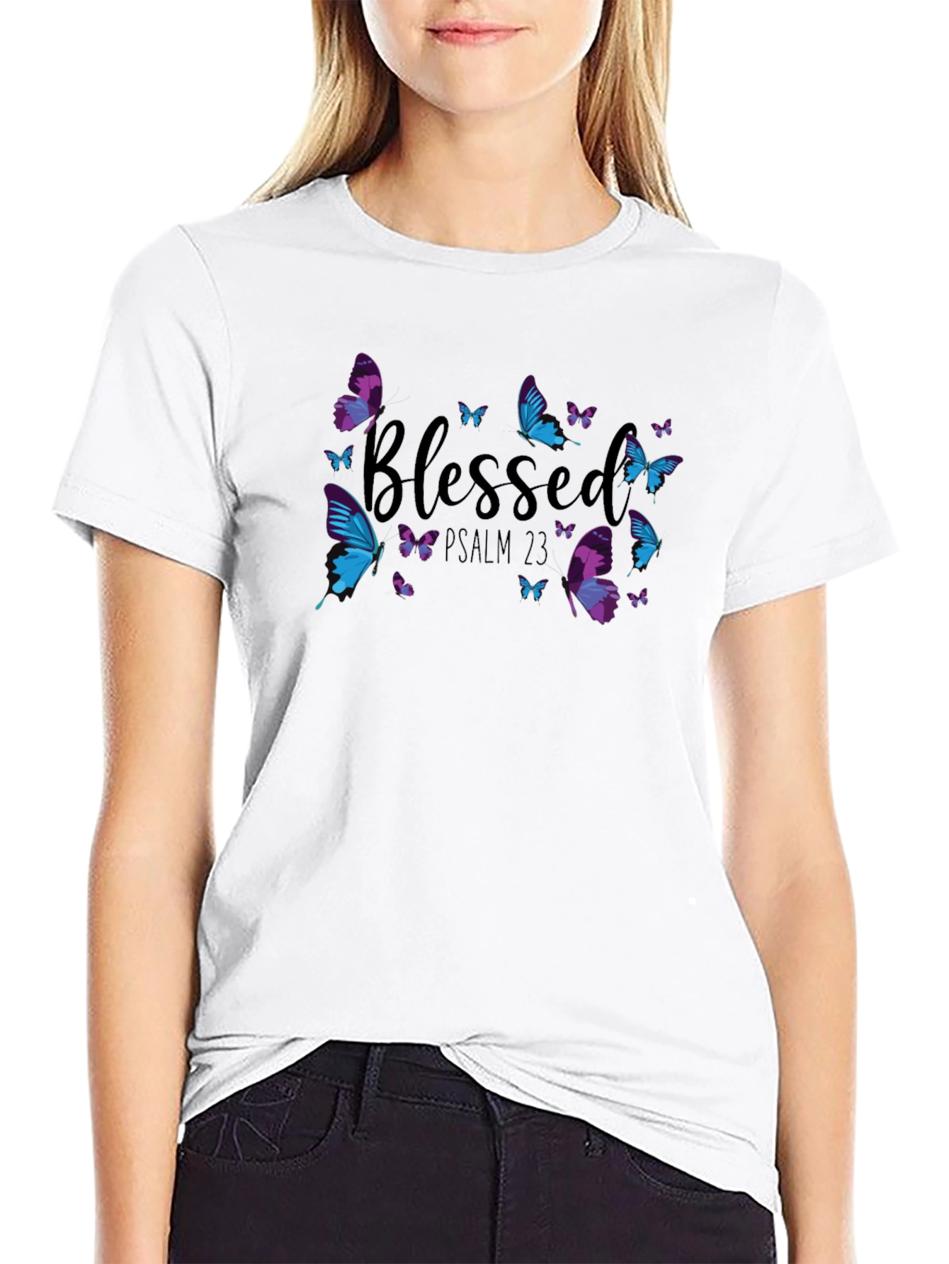 Blessed Psalm 23 Butterfly T-Shirt