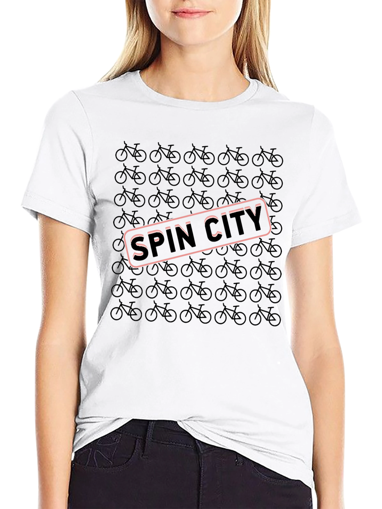 Spin City Bike Pattern T-Shirt