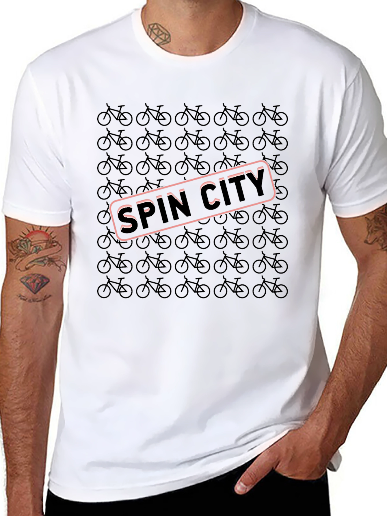 Spin City Bike Pattern T-Shirt