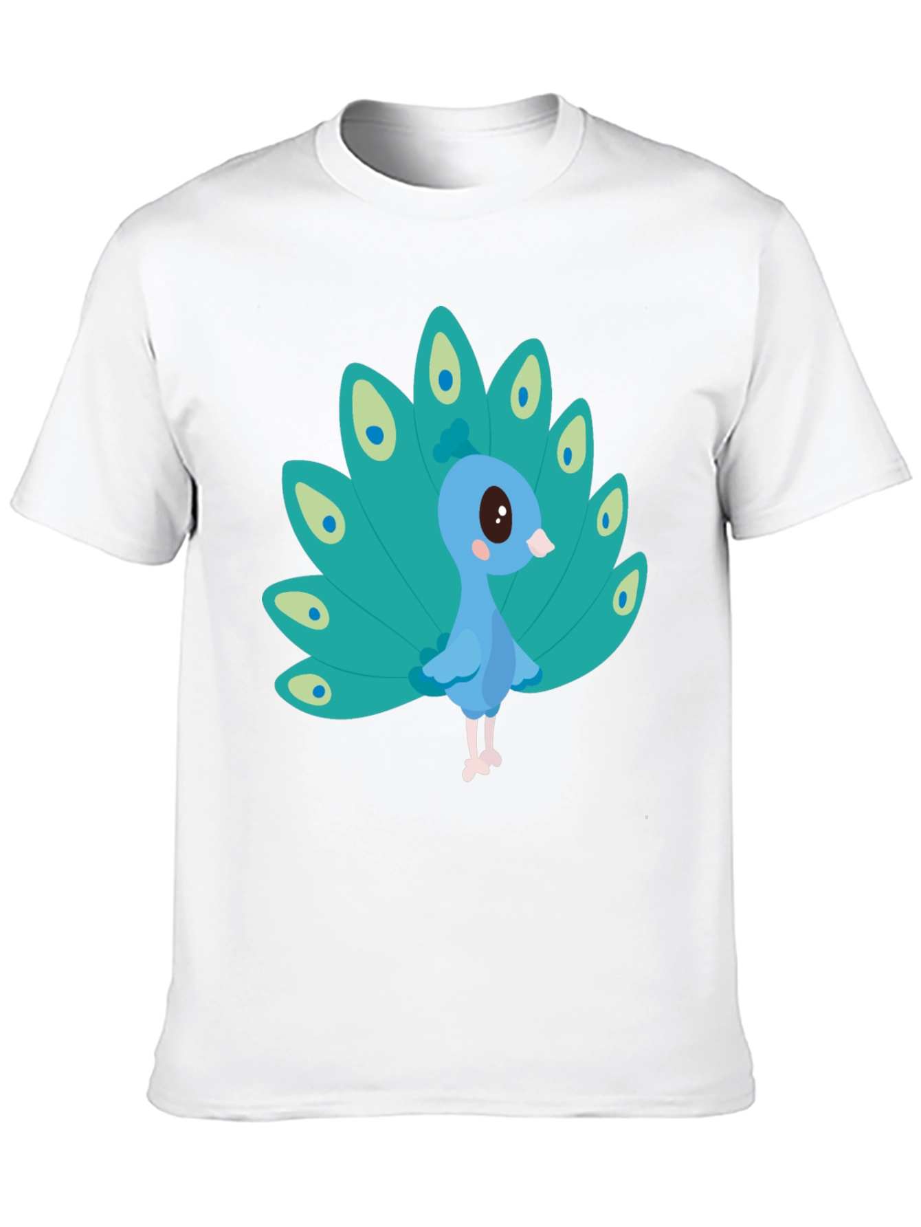 Cute Peacock Graphic Tee - Black Cotton Blend