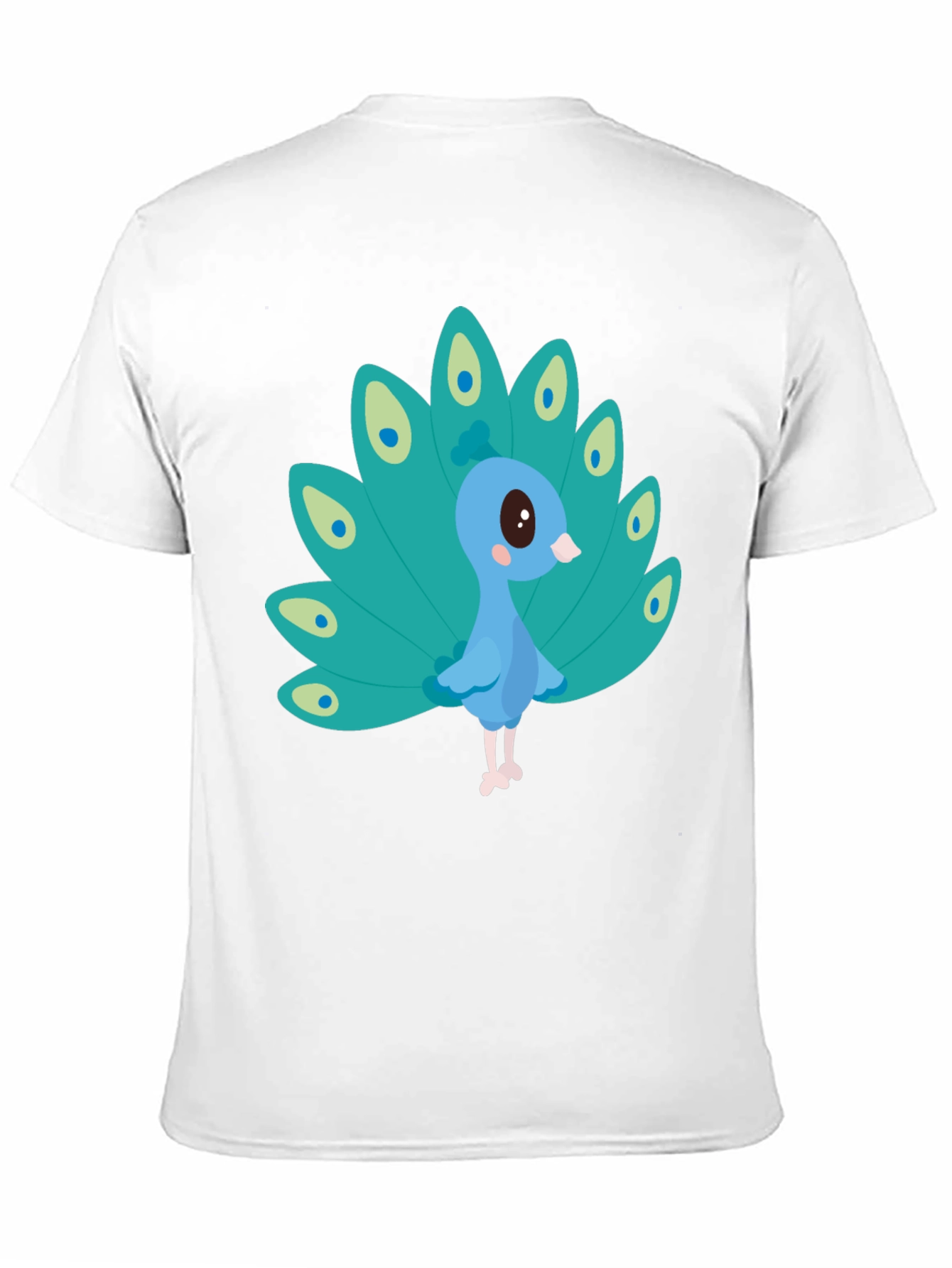 Cute Peacock Graphic Tee - Black Cotton Blend