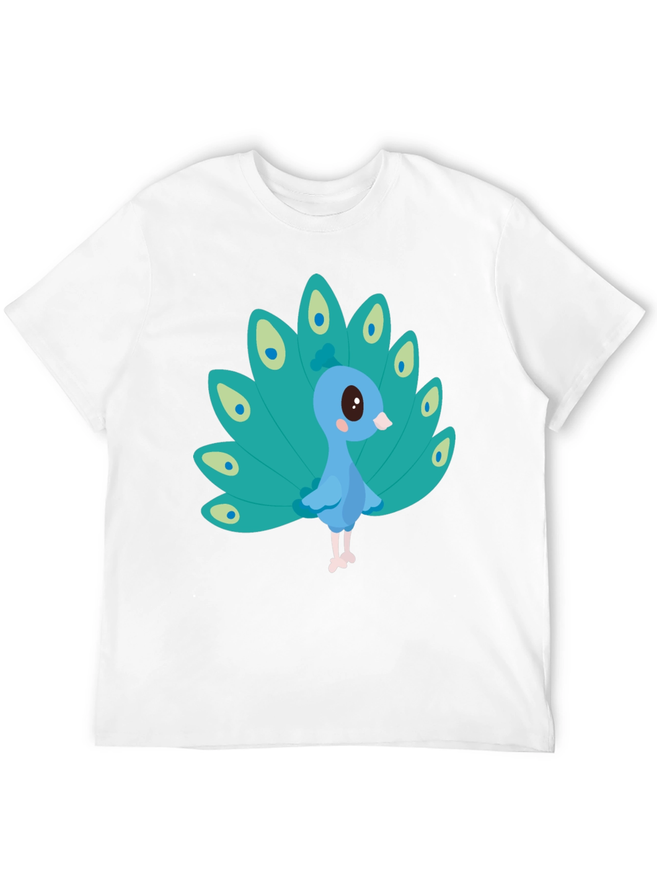Cute Peacock Graphic Tee - Black Cotton Blend
