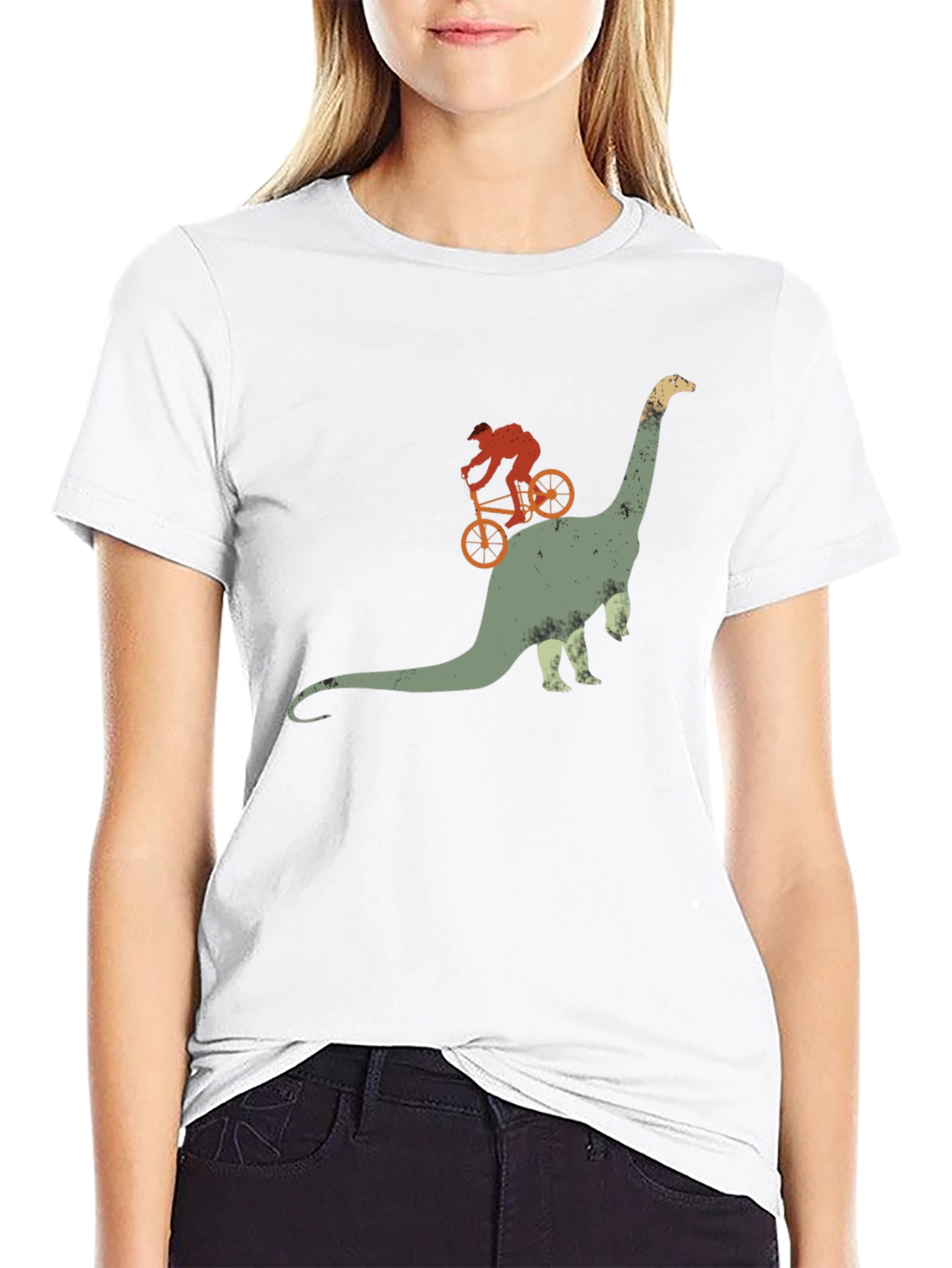 Dino Rider Tee - Biking Dinosaur Graphic T-Shirt