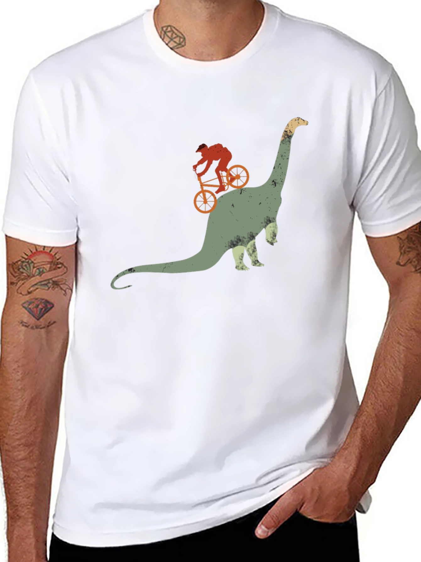 Dino Rider Tee - Biking Dinosaur Graphic T-Shirt