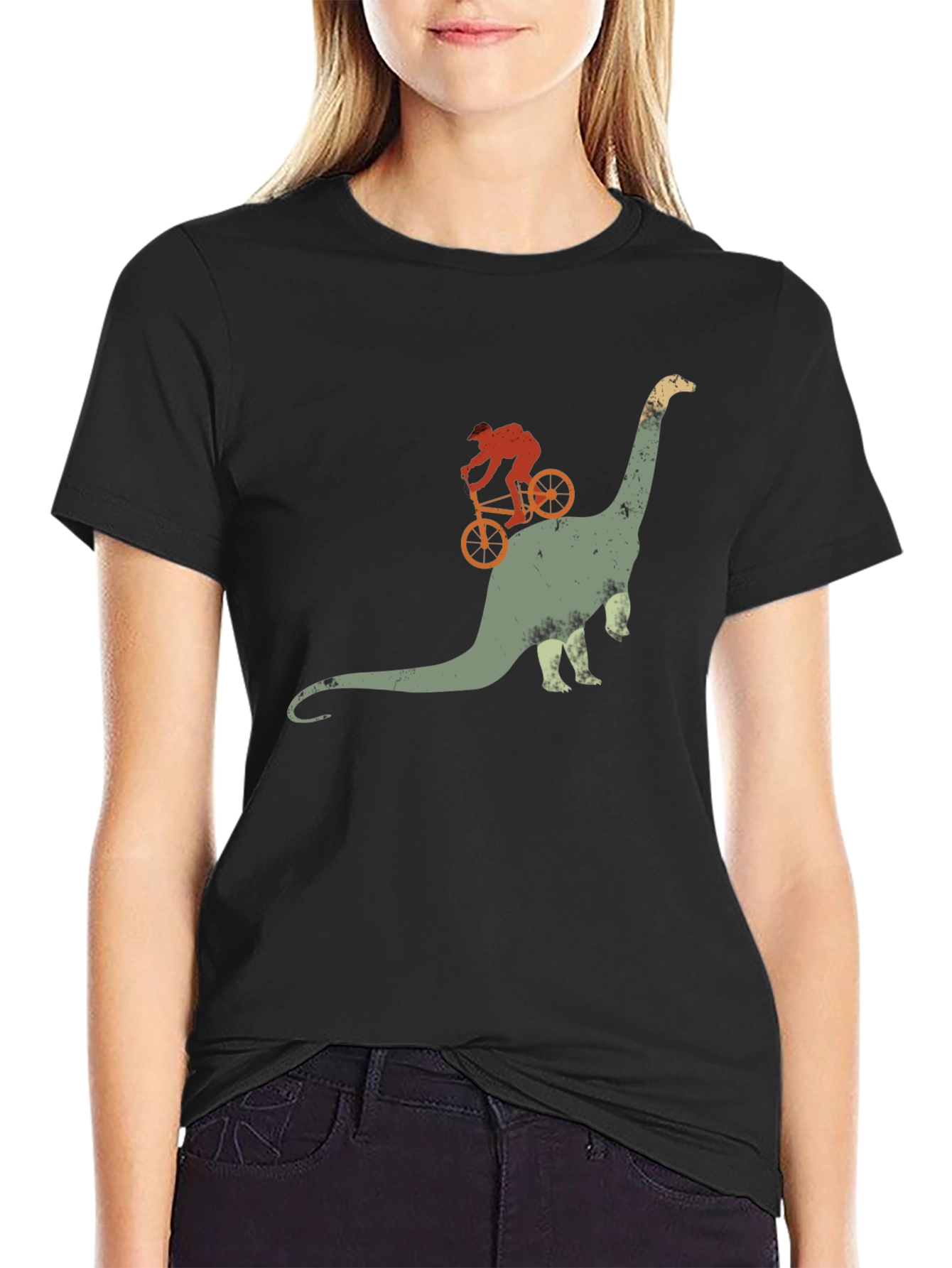 Dino Rider Tee - Biking Dinosaur Graphic T-Shirt