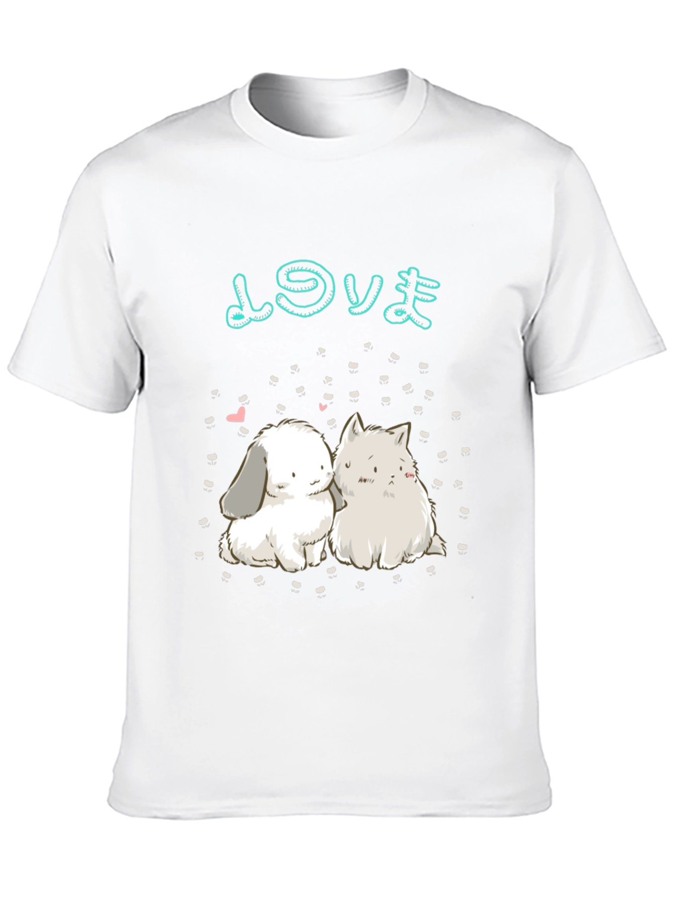 Cute Anime Rabbit & Cat Graphic Tee