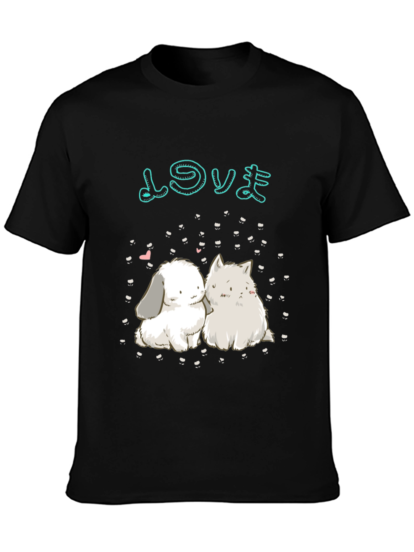 Cute Anime Rabbit & Cat Graphic Tee