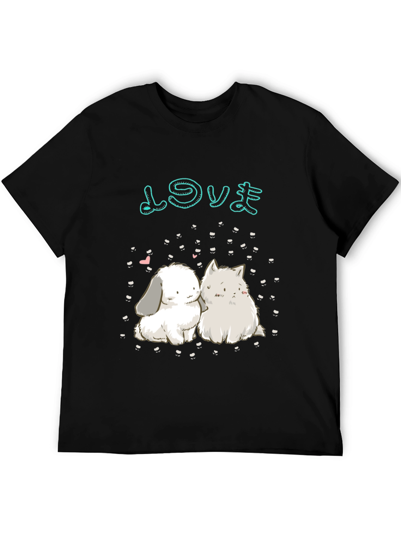 Cute Anime Rabbit & Cat Graphic Tee