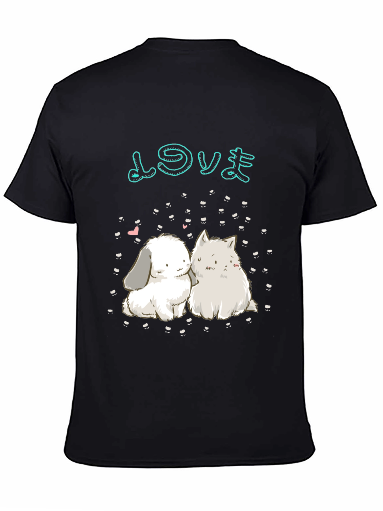 Cute Anime Rabbit & Cat Graphic Tee