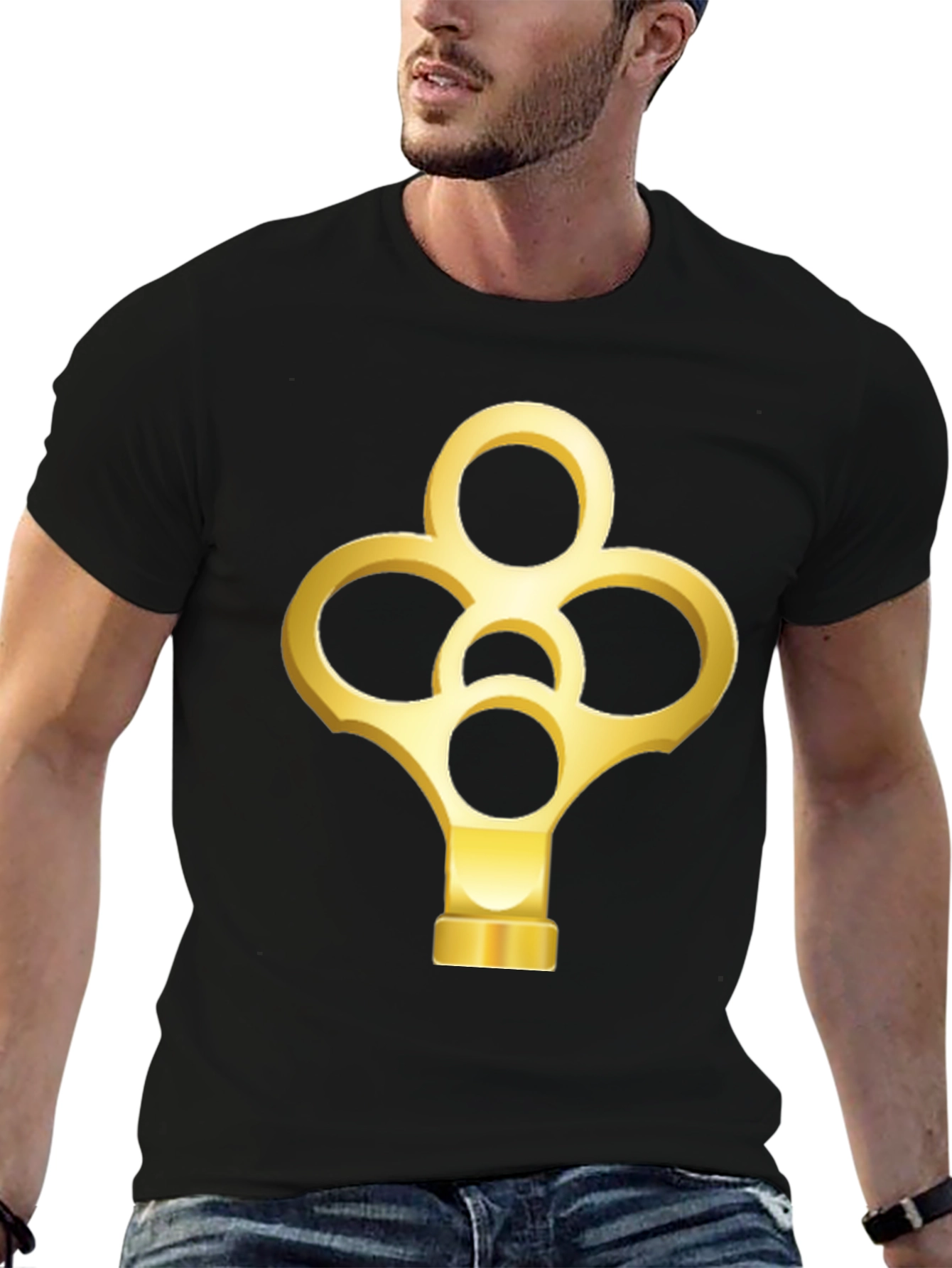 Golden Key Graphic Black T-Shirt