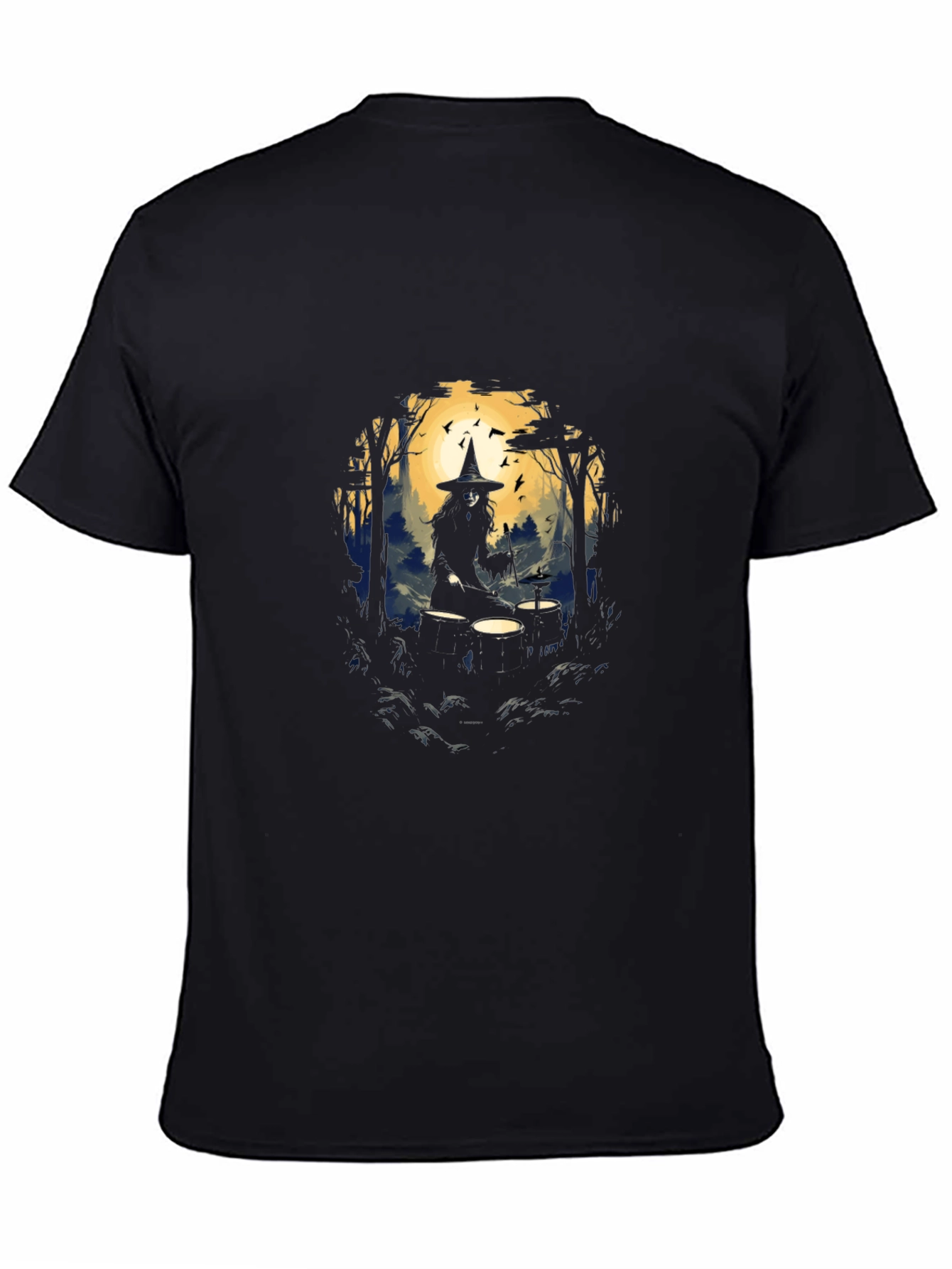 Witch Drummer Graphic Tee - Black Cotton T-Shirt