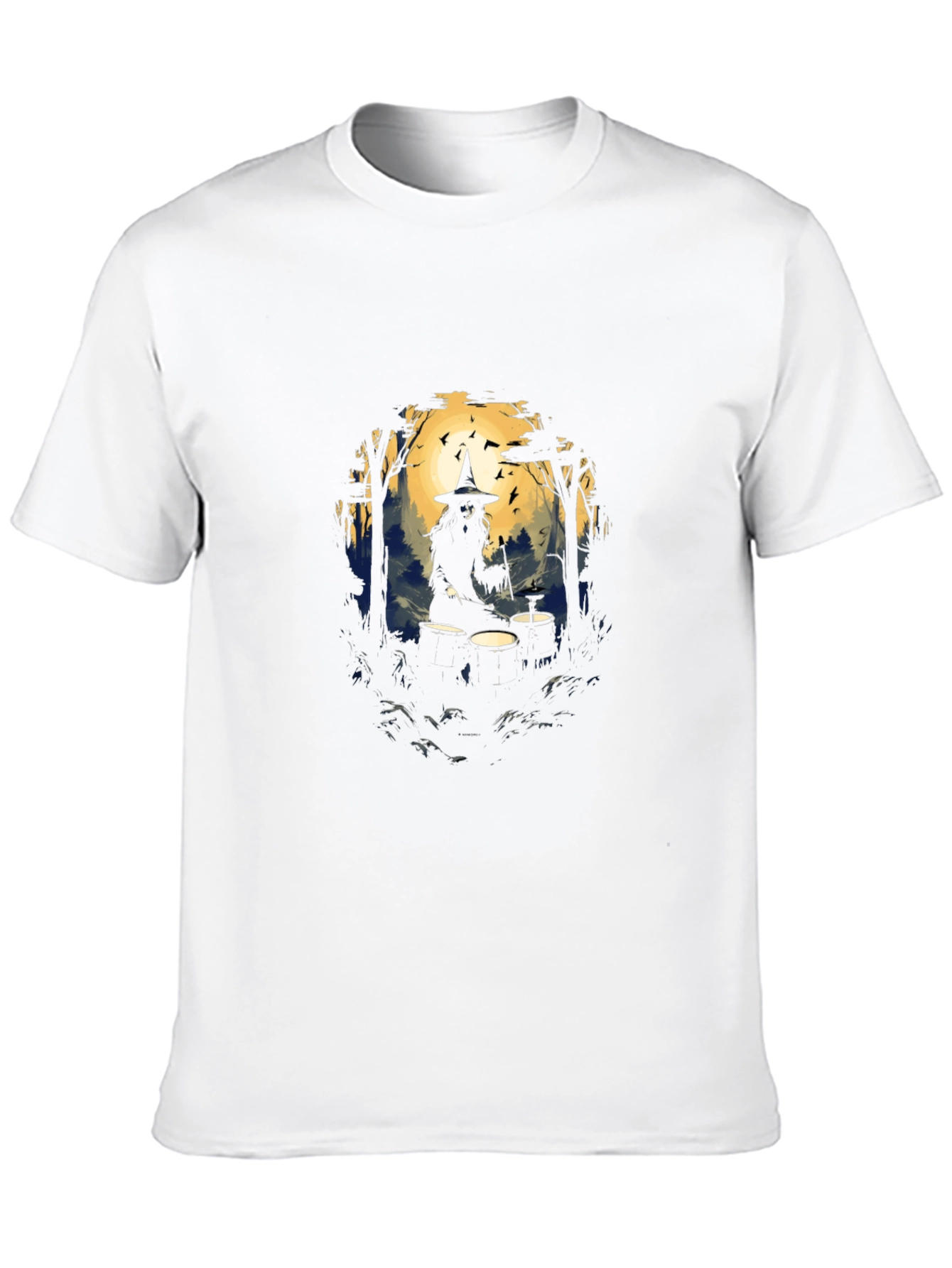 Witch Drummer Graphic Tee - Black Cotton T-Shirt