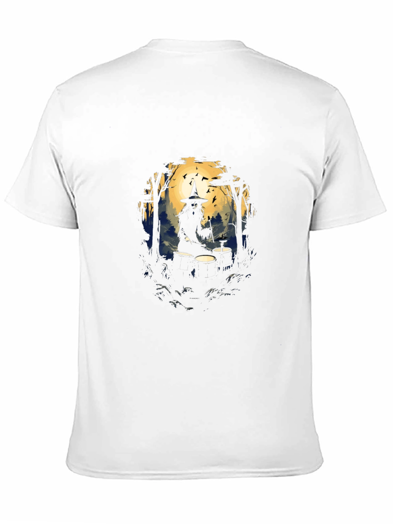 Witch Drummer Graphic Tee - Black Cotton T-Shirt