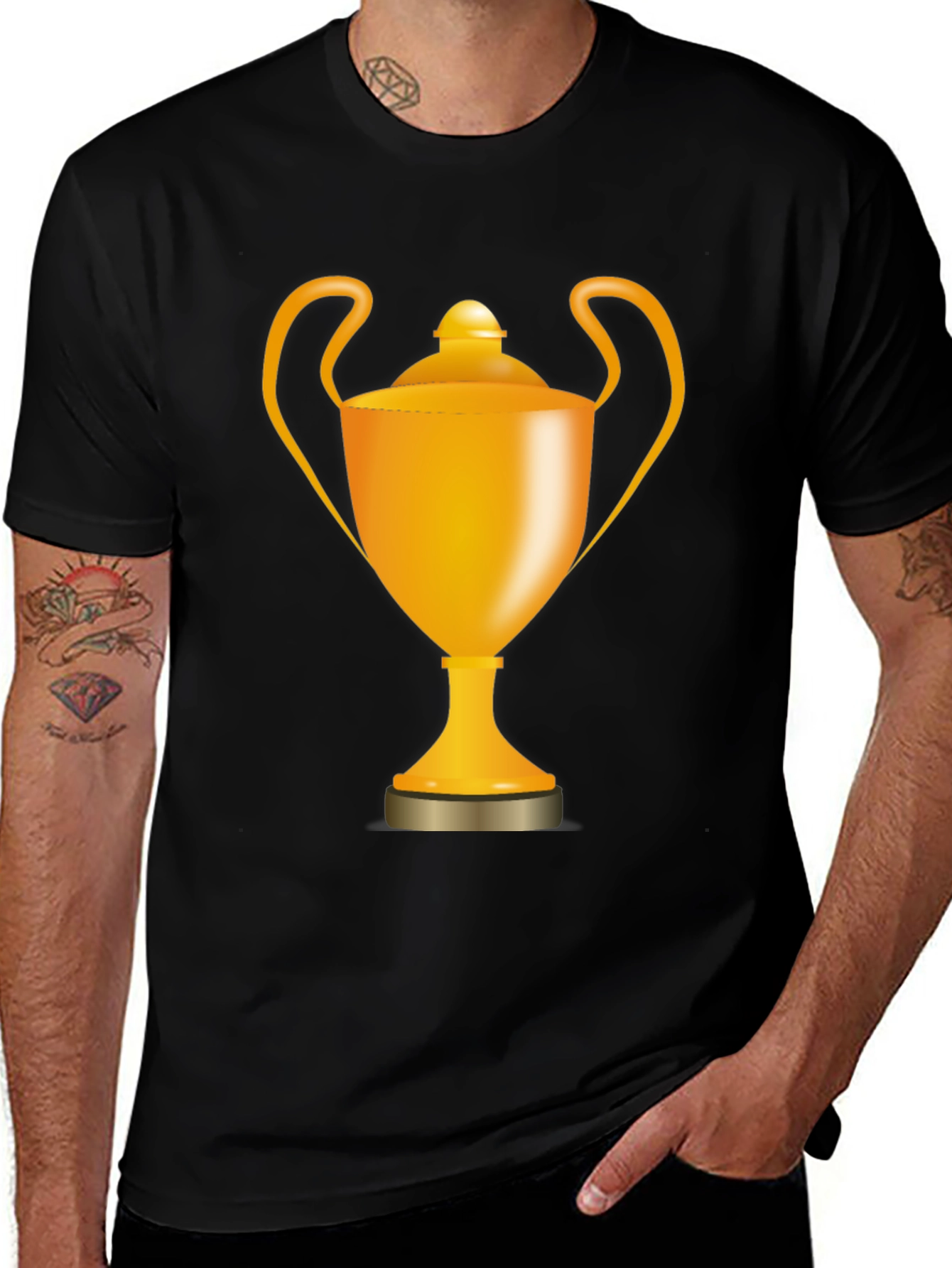 Golden Trophy Graphic Tee - Black Casual Shirt