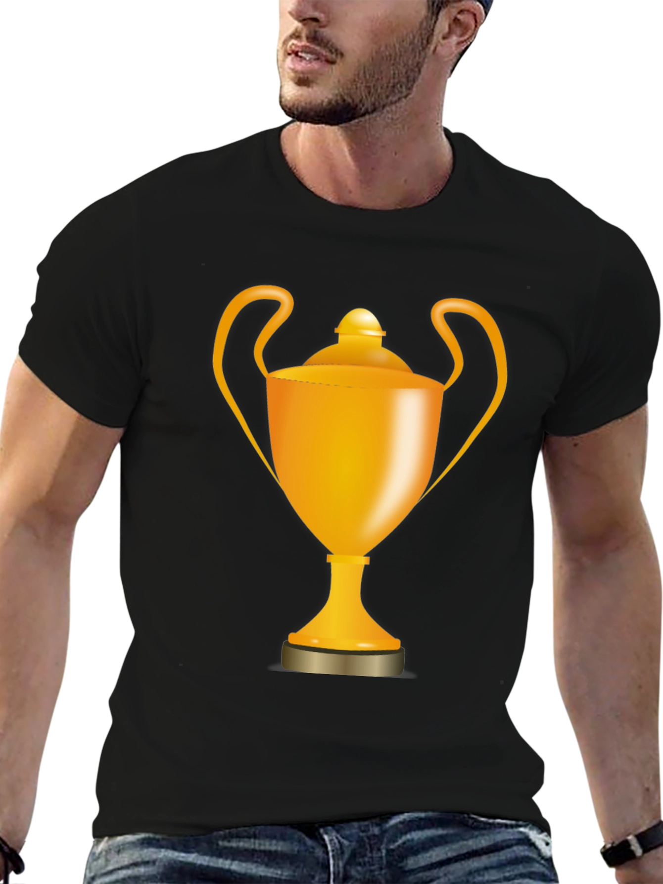 Golden Trophy Graphic Tee - Black Casual Shirt