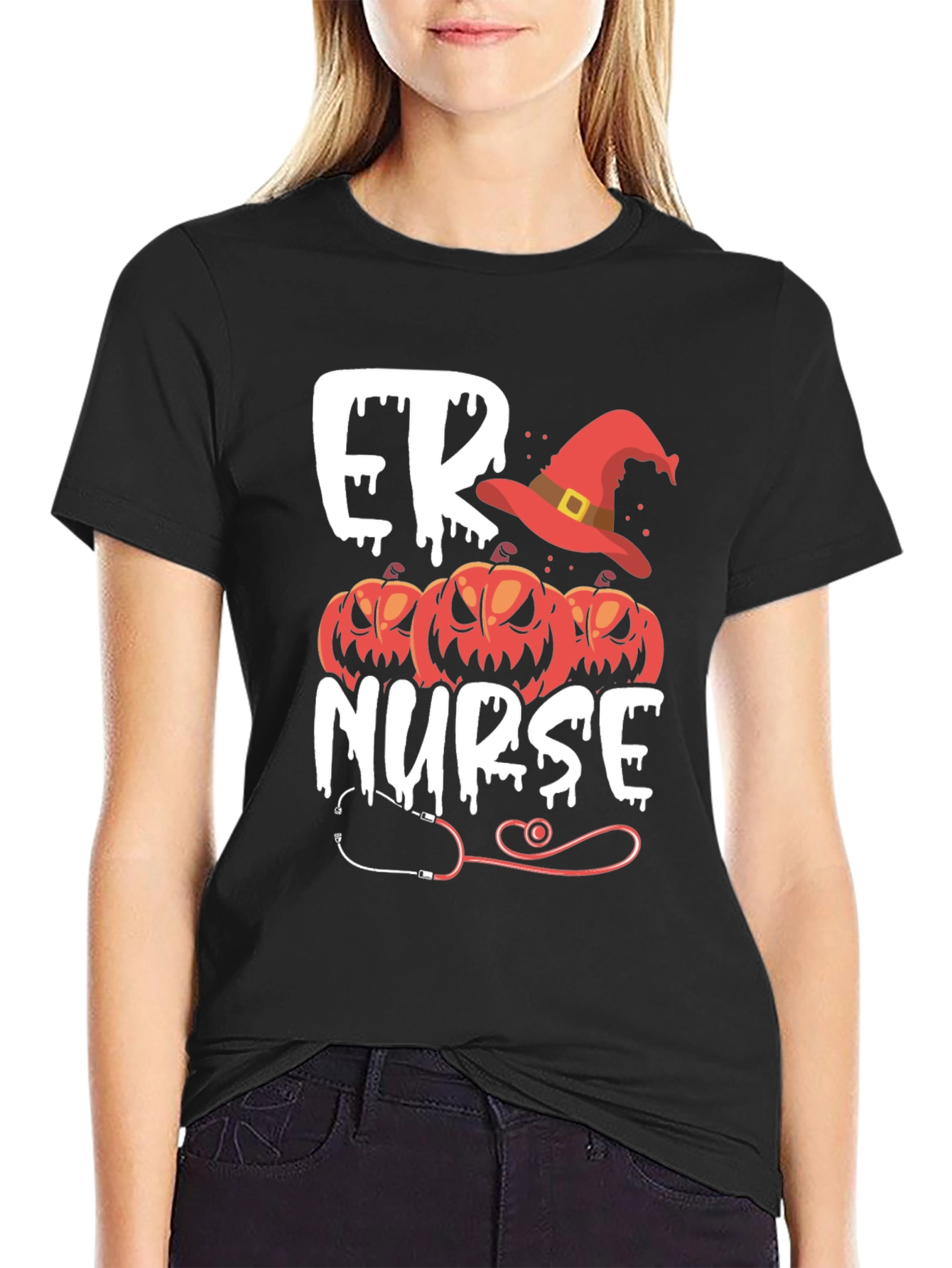 ER Nurse Halloween Pumpkin T-Shirt