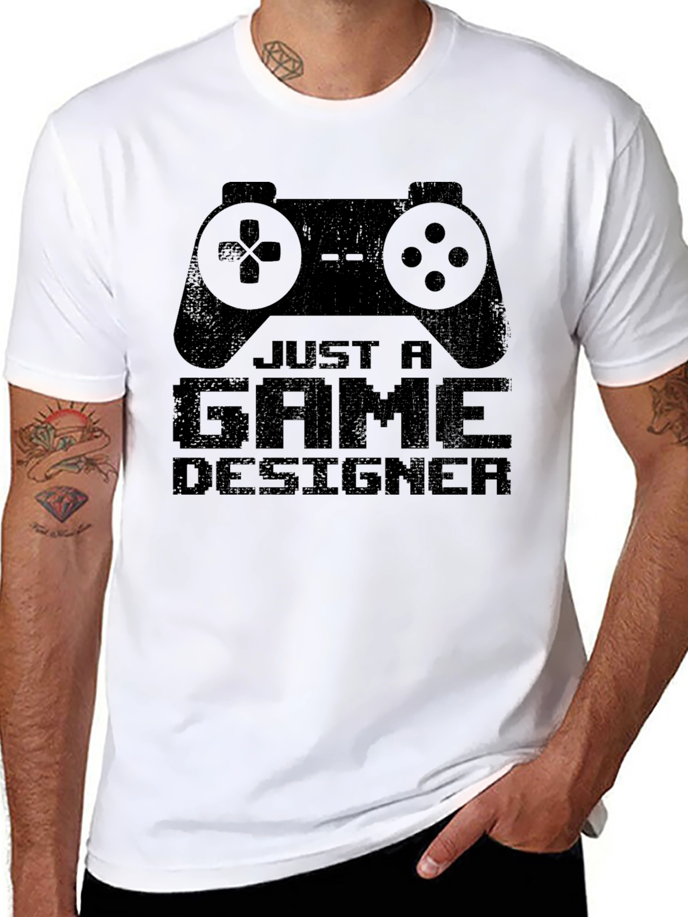 Just A Game Designer T-Shirt - Black Cotton Tee